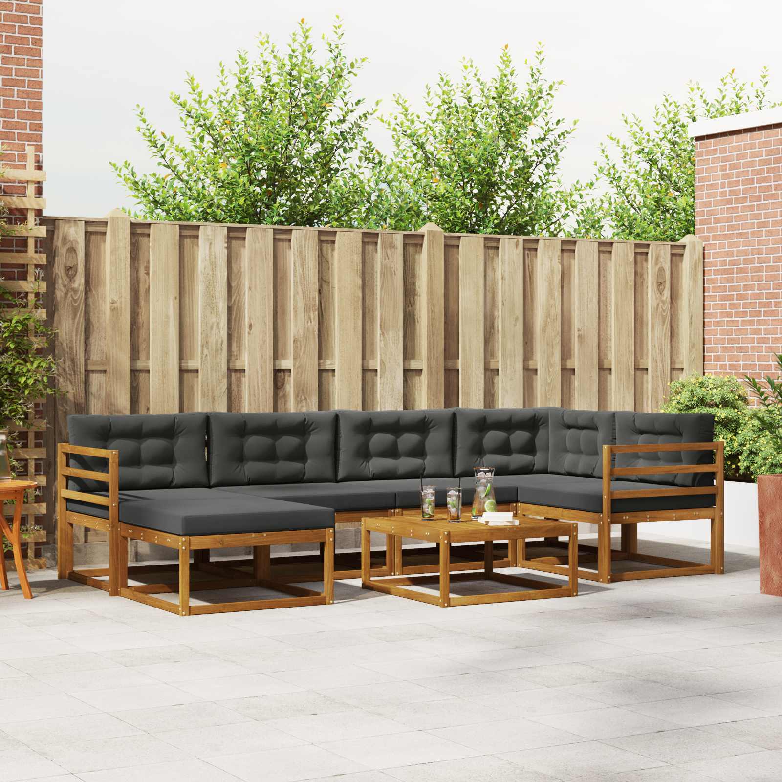 Ensemble de canapés d'extérieur 7 pcs Naturel et Anthracite - XIOS