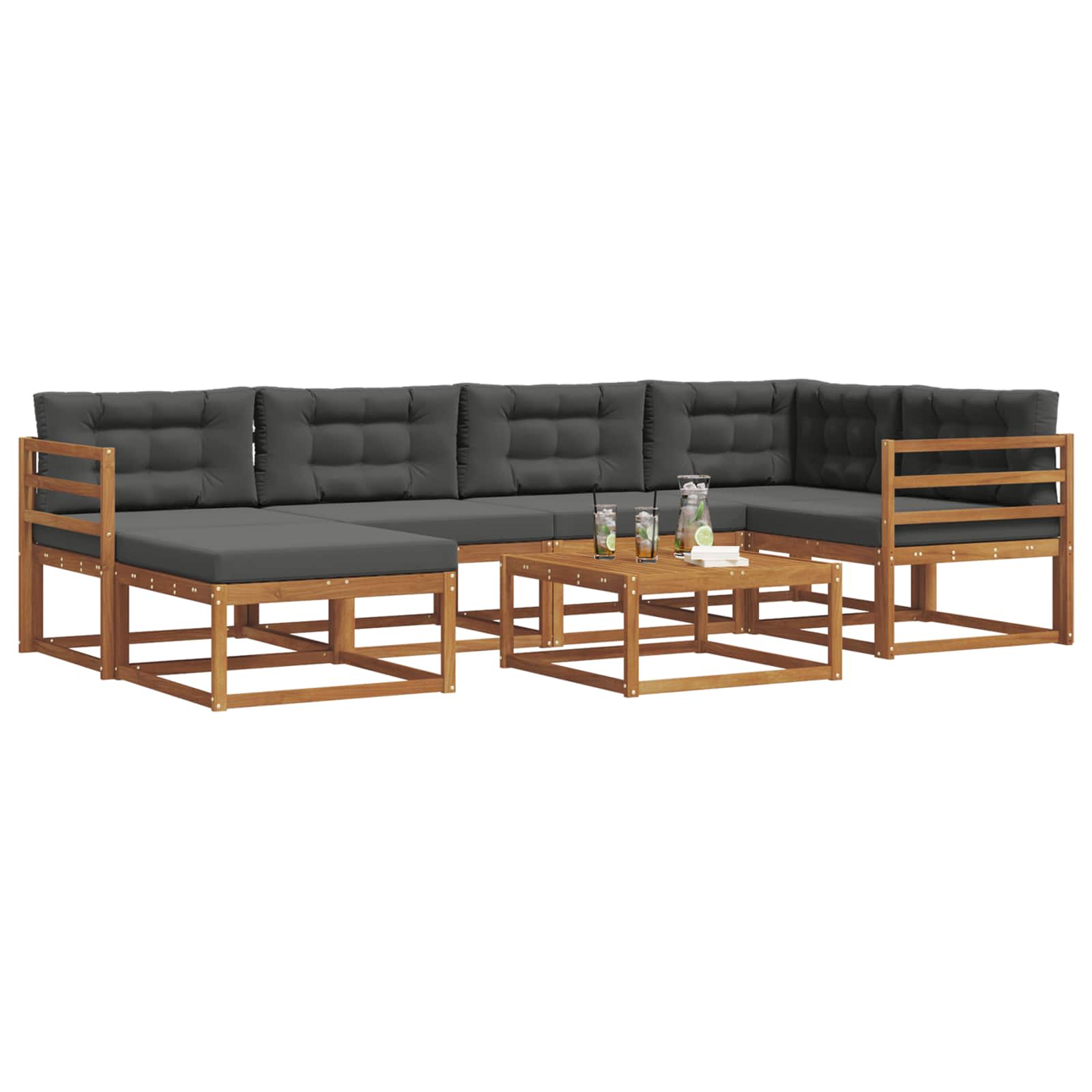 Ensemble de canapés d'extérieur 7 pcs Naturel et Anthracite - XIOS
