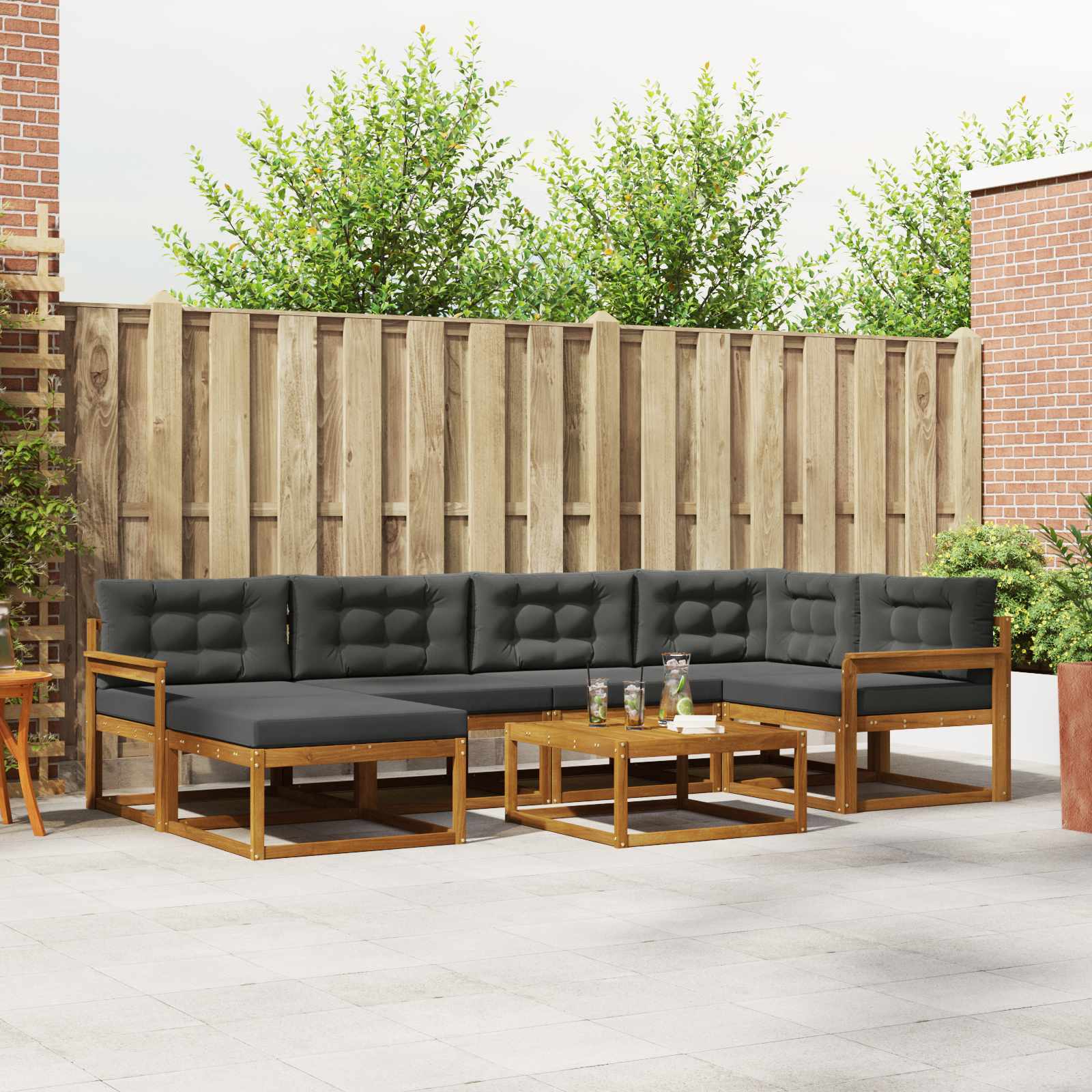Ensemble de canapés d'extérieur 7 pcs Naturel et Anthracite - XIOS