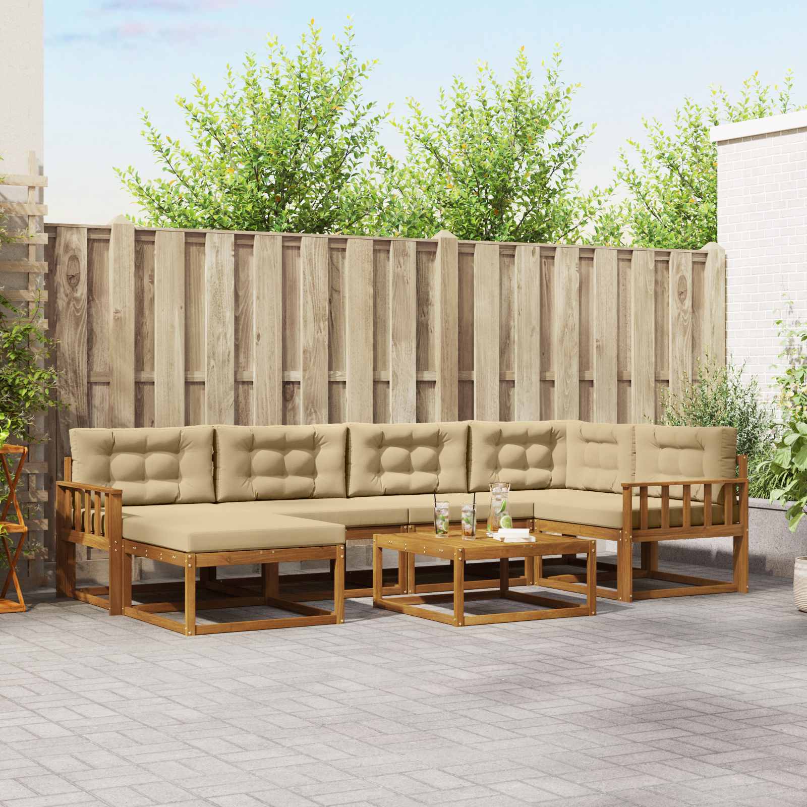 Ensemble de canapés d'extérieur 7 pcs Naturel et Beige - XIOS