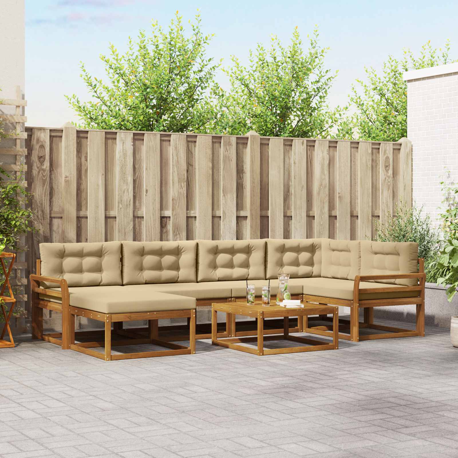 Ensemble de canapés d'extérieur 7 pcs Naturel et Beige - XIOS