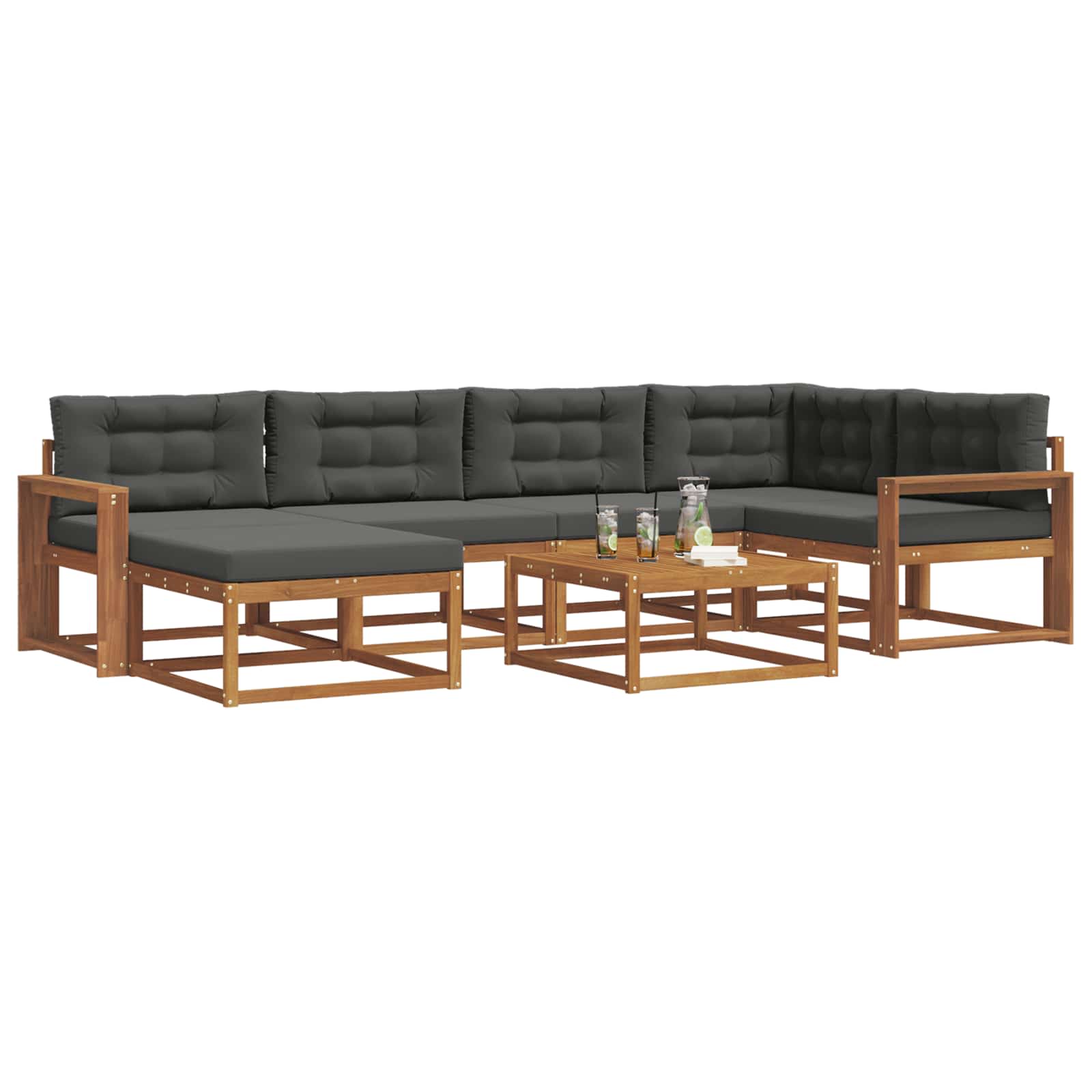 Ensemble de canapés d'extérieur 7 pcs Naturel et Anthracite - XIOS