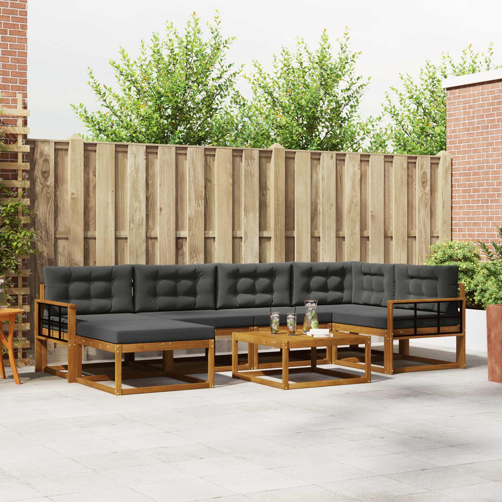 Ensemble de canapés d'extérieur 7 pcs Naturel et Anthracite - XIOS