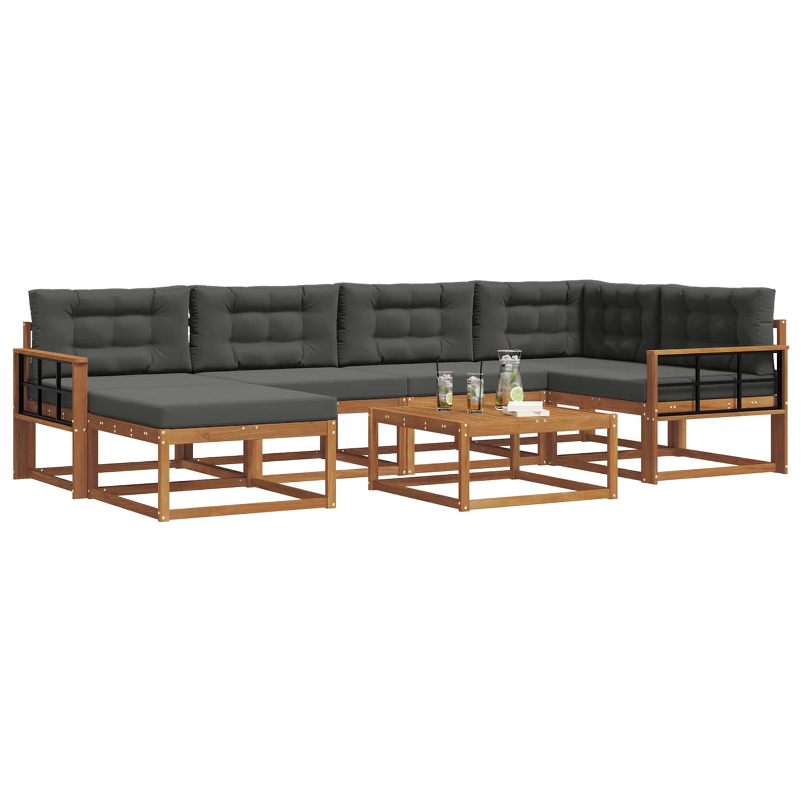 Ensemble de canapés d'extérieur 7 pcs Naturel et Anthracite - XIOS