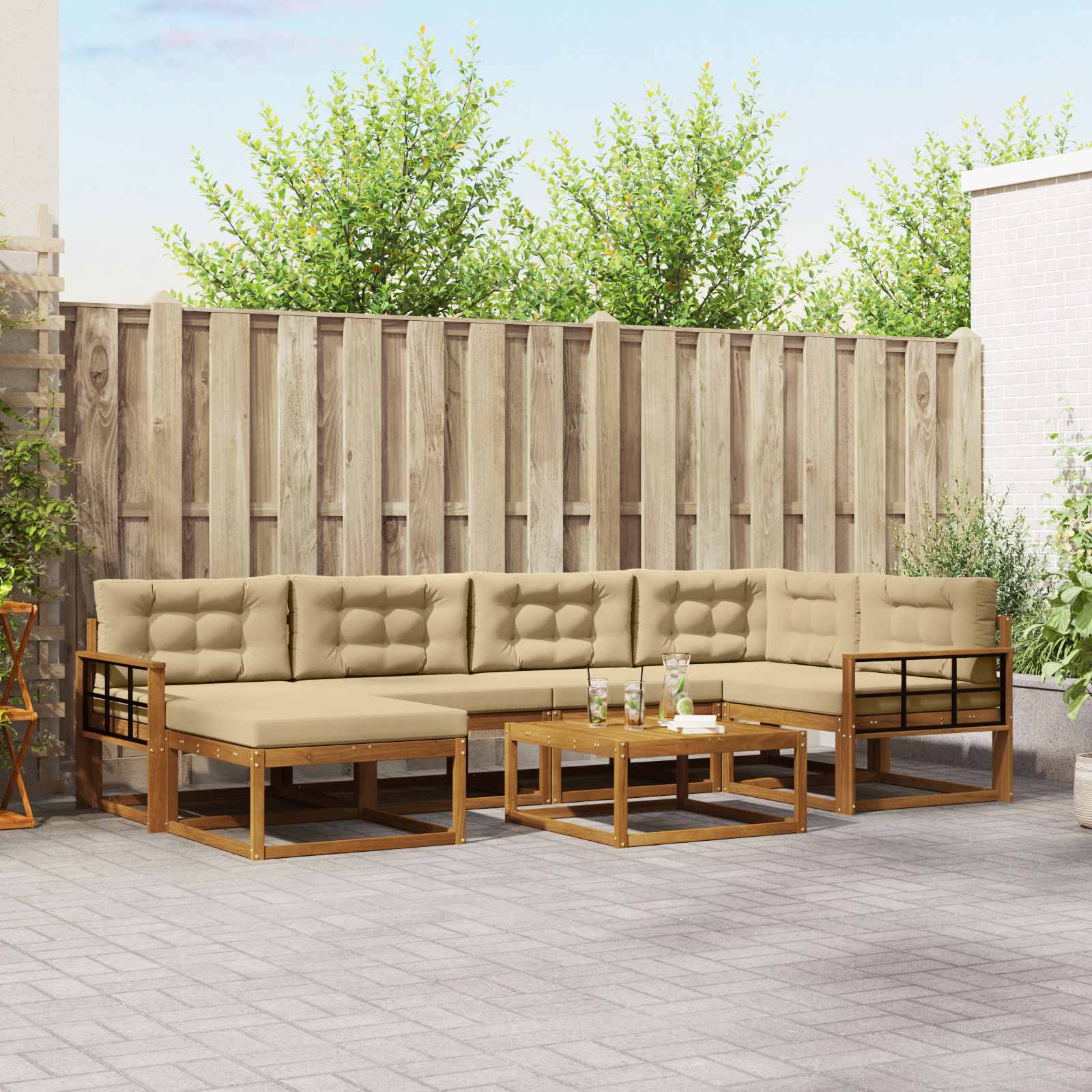 Ensemble de canapés d'extérieur 7 pcs Naturel et Beige - XIOS