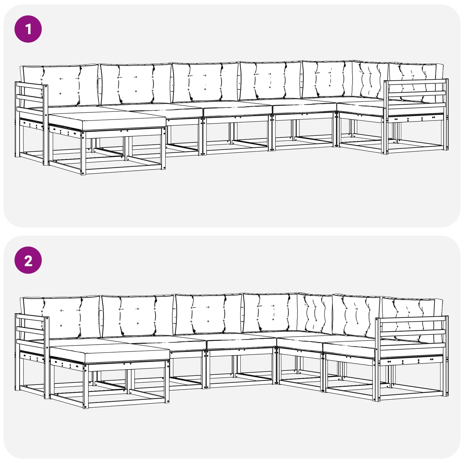 Ensemble de canapés d'extérieur 7 pcs Naturel et Anthracite - XIOS