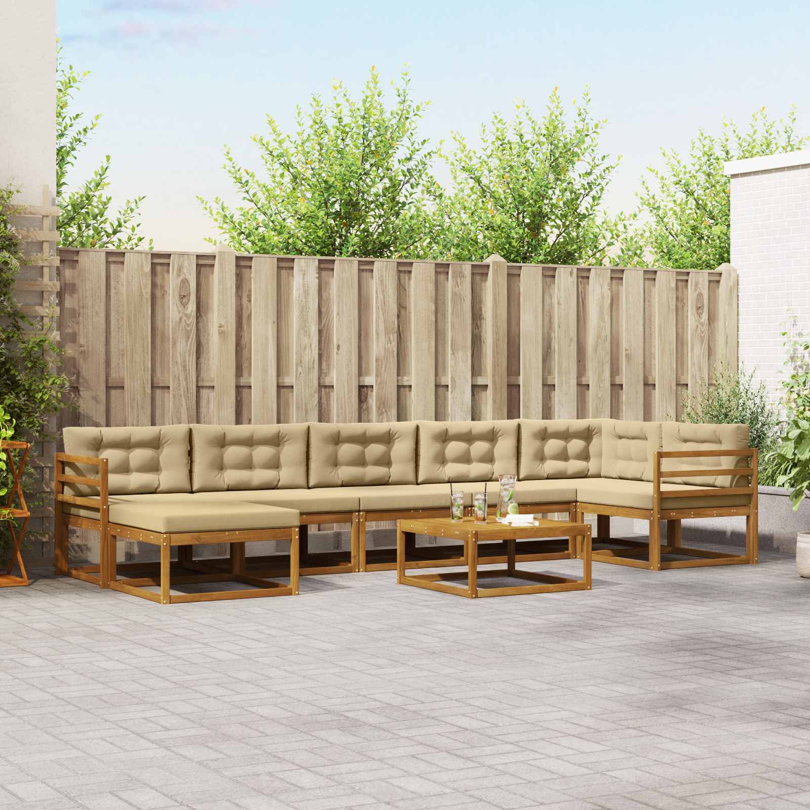 Ensemble de canapés d'extérieur 8 pcs Naturel et Beige - XIOS