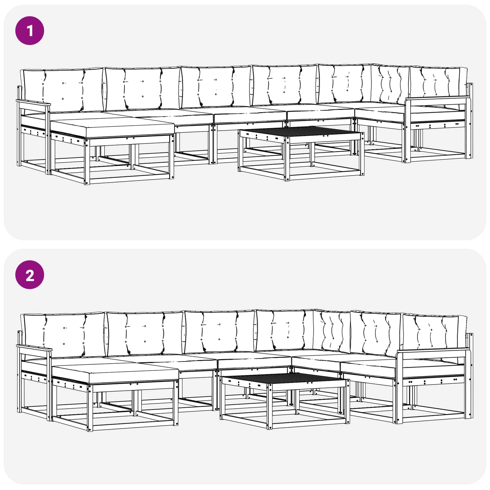 Ensemble de canapés d'extérieur 8 pcs Naturel et Anthracite - XIOS