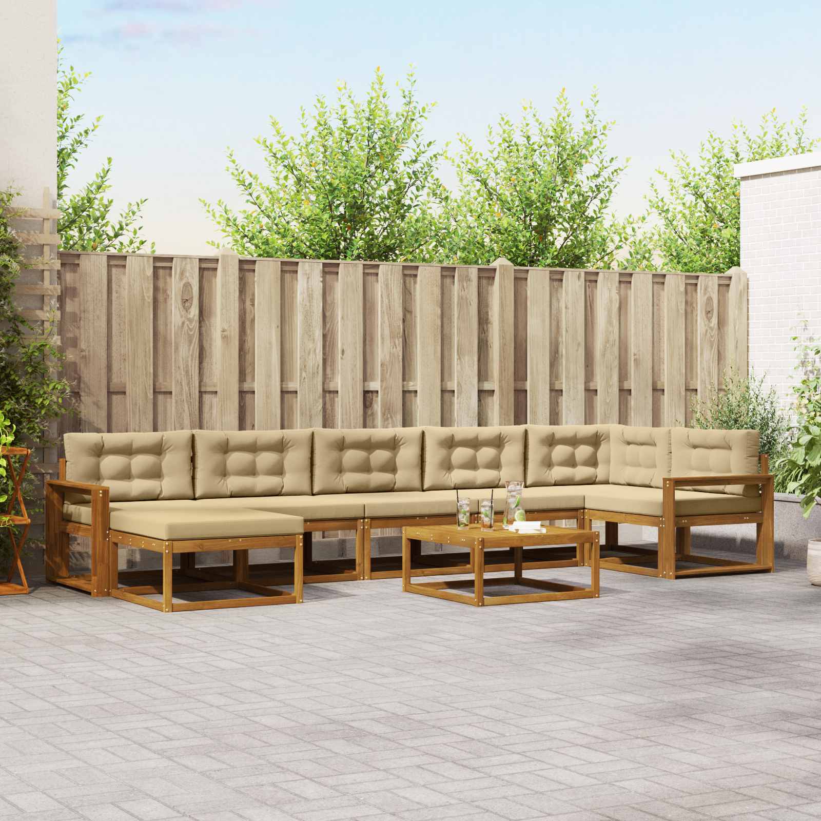 Ensemble de canapés d'extérieur 8 pcs Naturel et Beige - XIOS