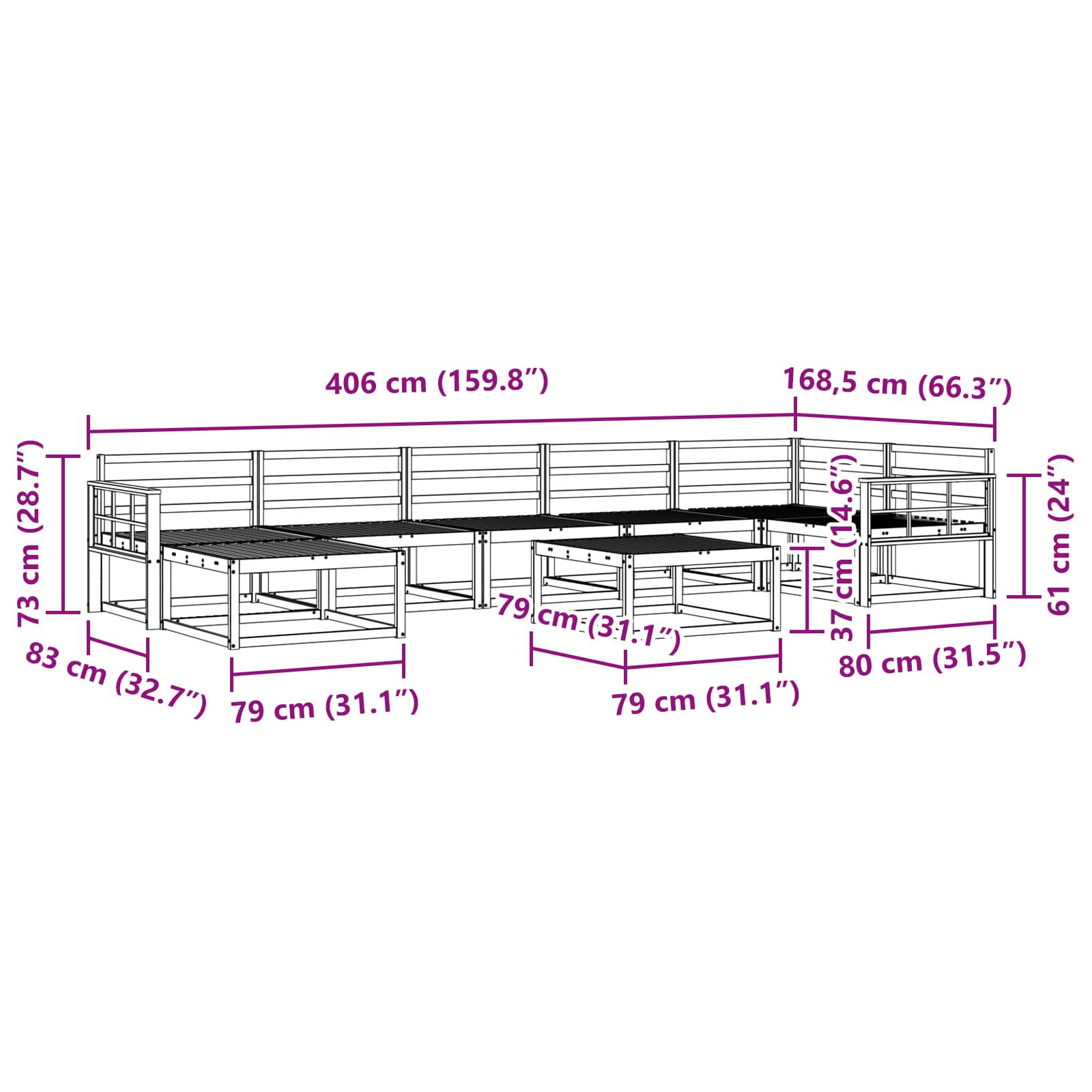 Ensemble de canapés d'extérieur 8 pcs Naturel - XIOS