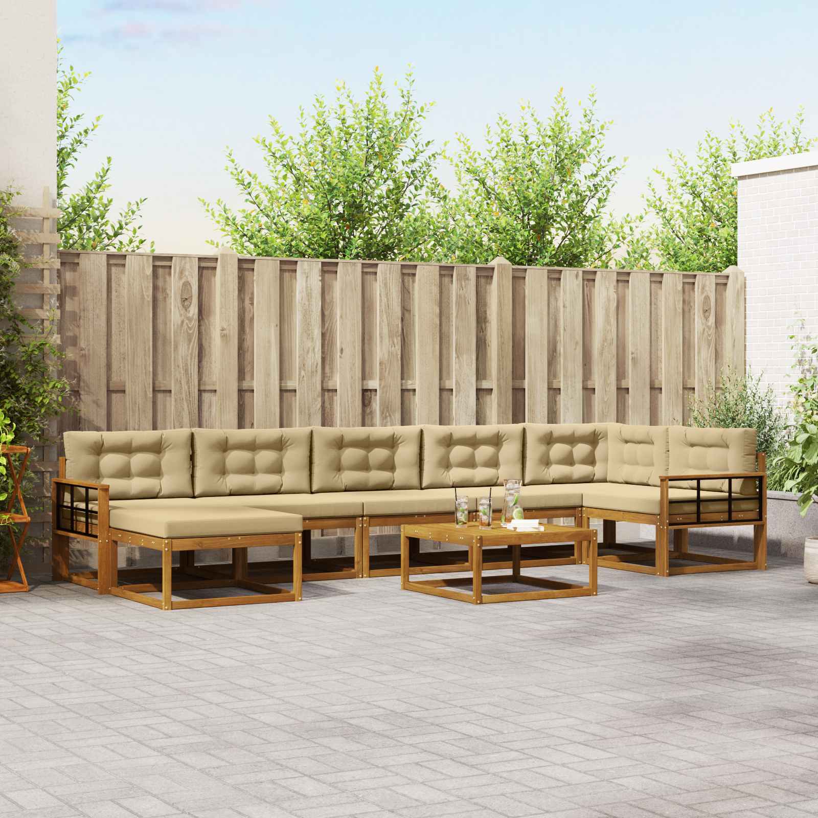 Ensemble de canapés d'extérieur 8 pcs Naturel et Beige - XIOS
