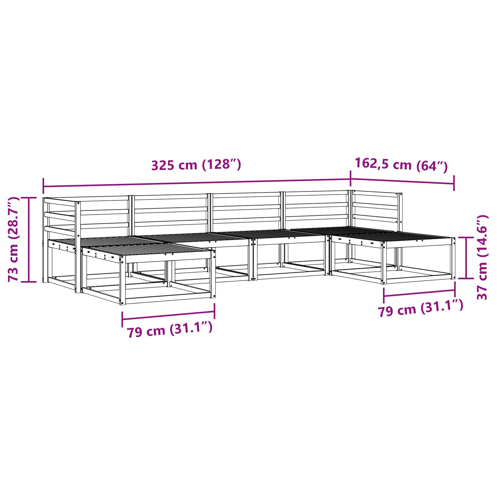 Ensemble de canapés d'extérieur 6 pcs Naturel - XIOS