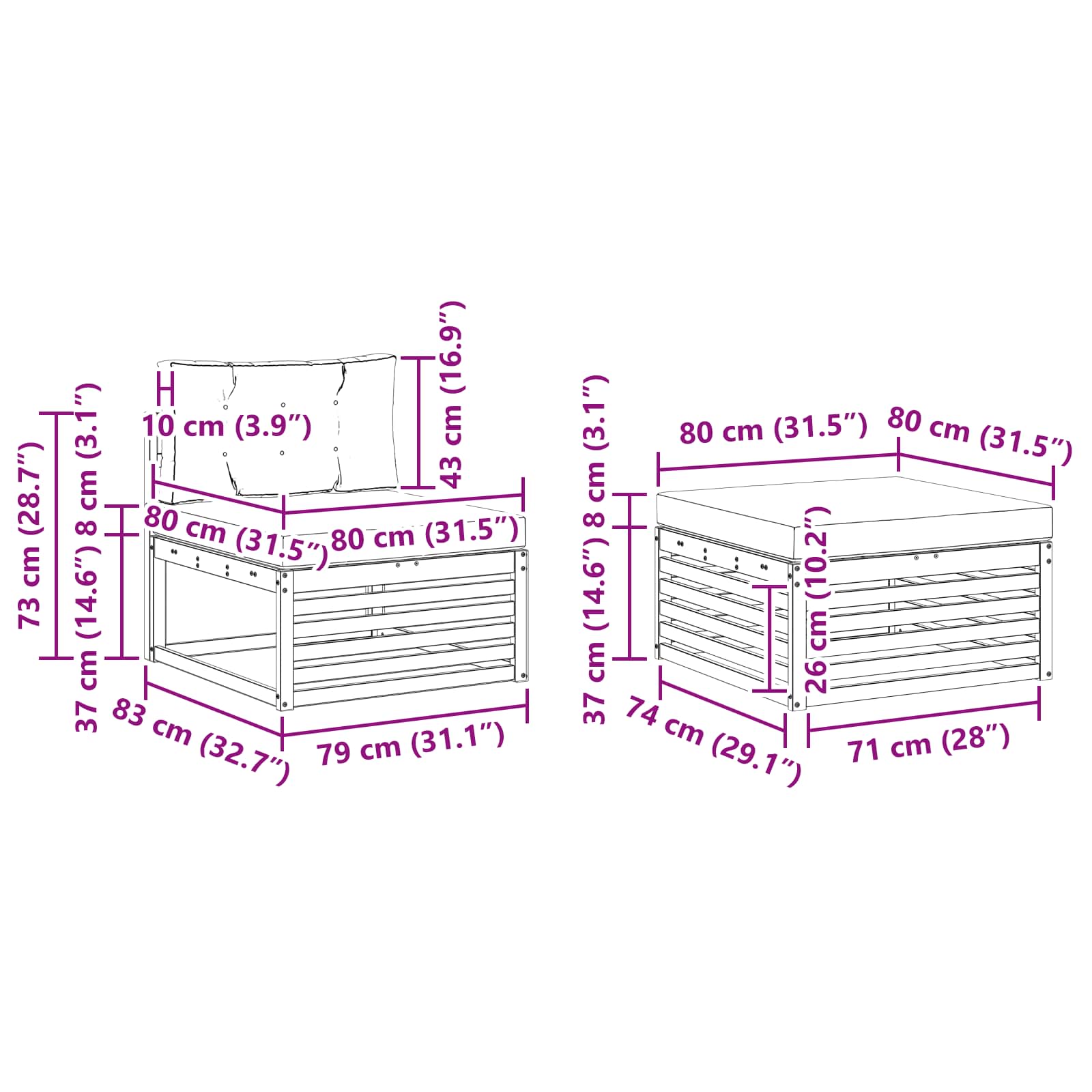 Ensemble de canapés d'extérieur 6 pcs Naturel et Beige - XIOS