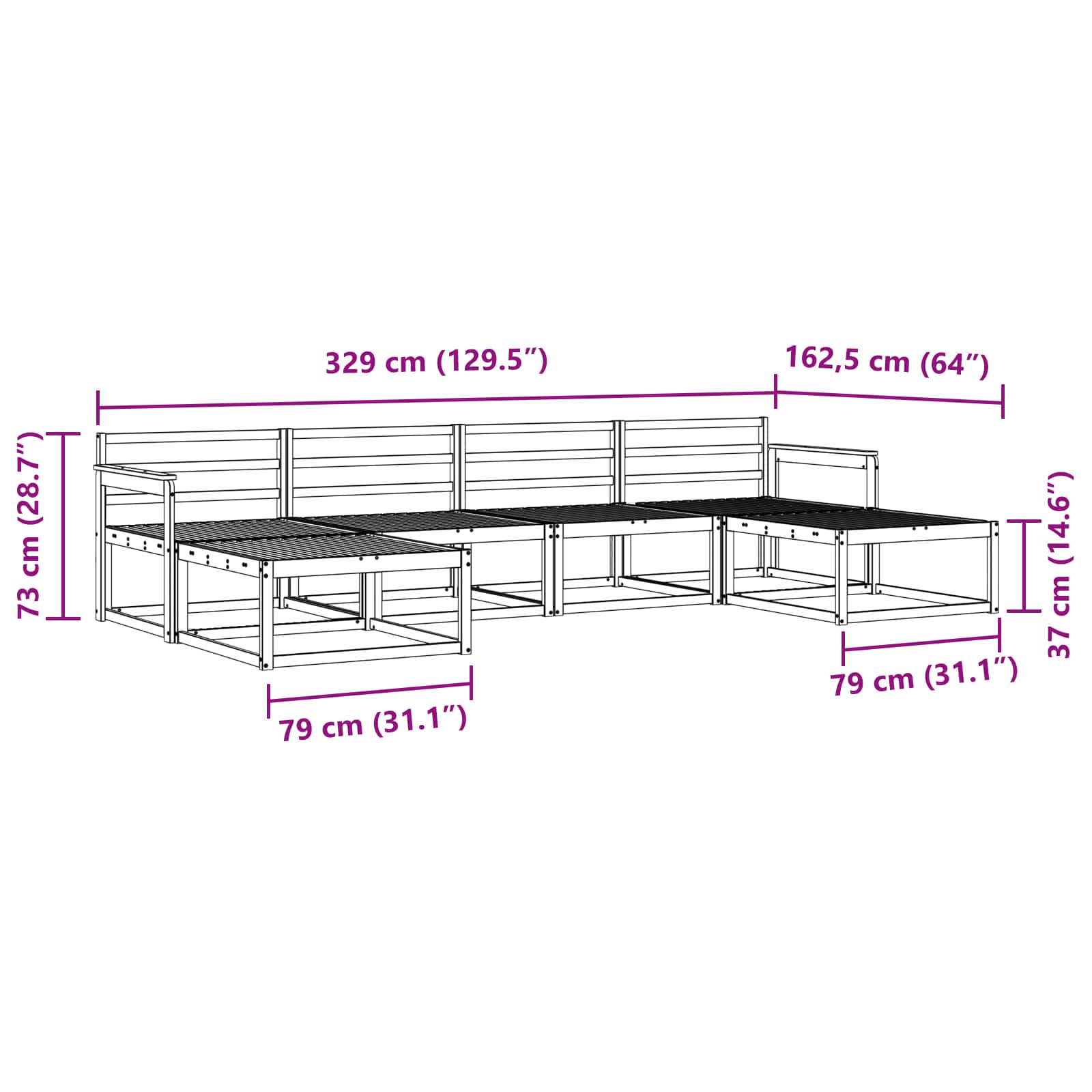 Ensemble de canapés d'extérieur 6 pcs Naturel - XIOS
