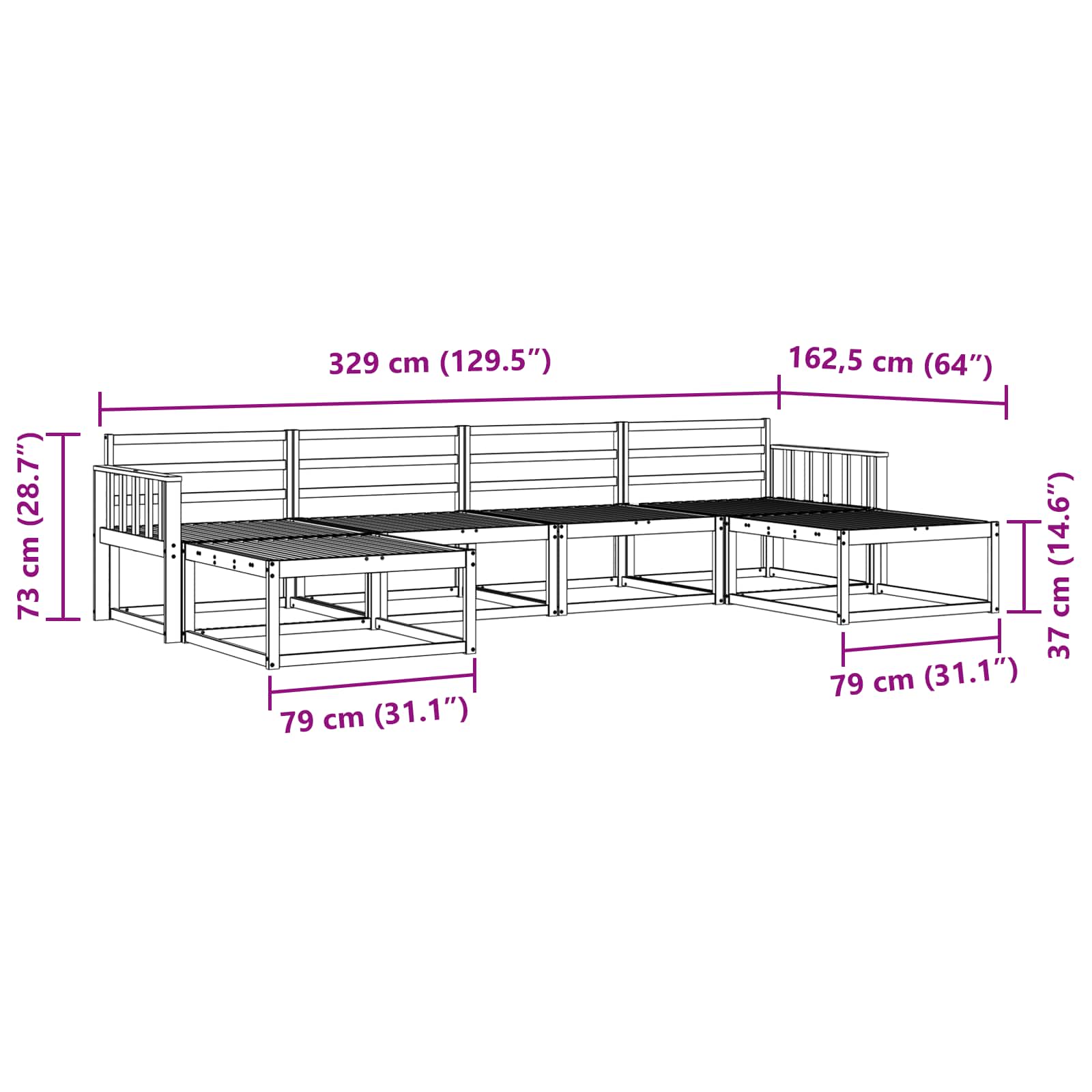 Ensemble de canapés d'extérieur 6 pcs Naturel - XIOS