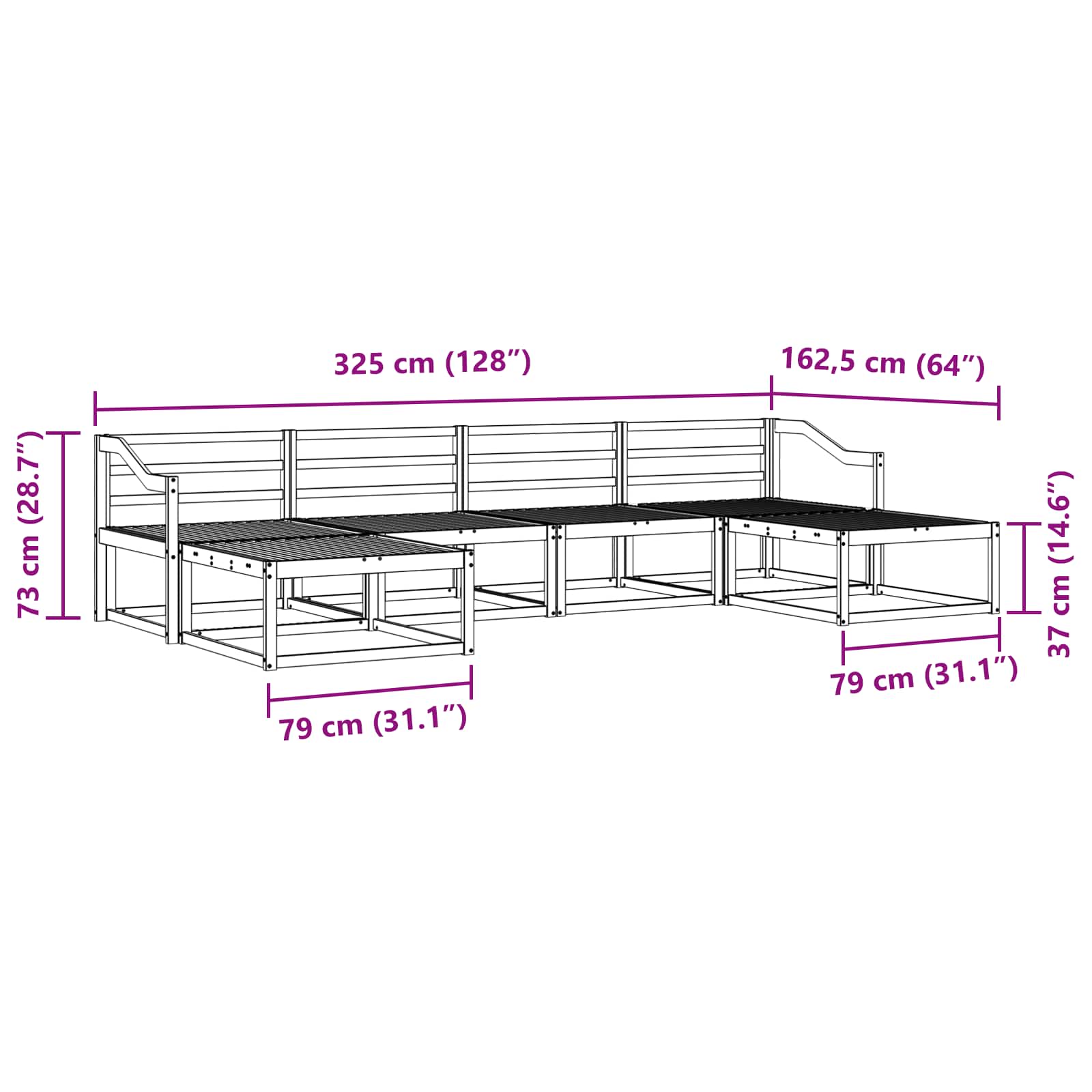 Ensemble de canapés d'extérieur 6 pcs Naturel - XIOS