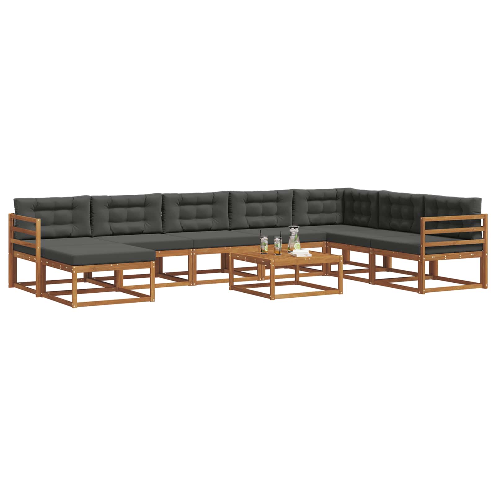 Ensemble de canapés d'extérieur 9 pcs Naturel et Anthracite - XIOS