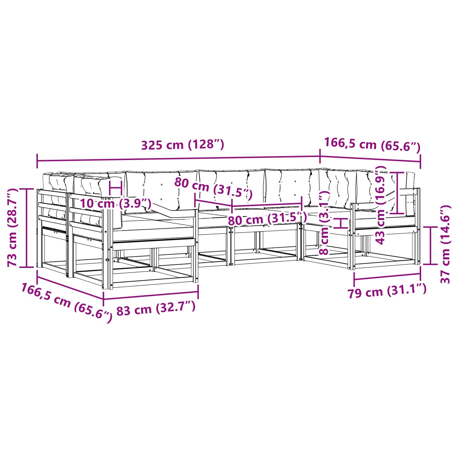 Ensemble de canapés d'extérieur 6 pcs Naturel et Anthracite - XIOS