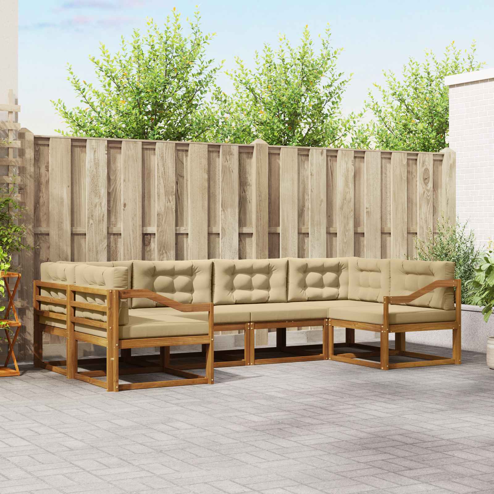 Ensemble de canapés d'extérieur 6 pc Naturel et Beige
