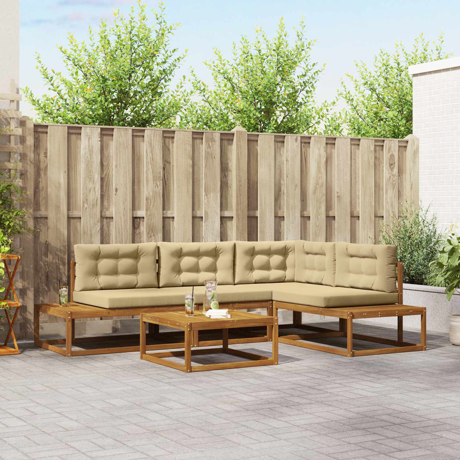 Ensemble de canapés d'extérieur 5 pc Naturel et Beige