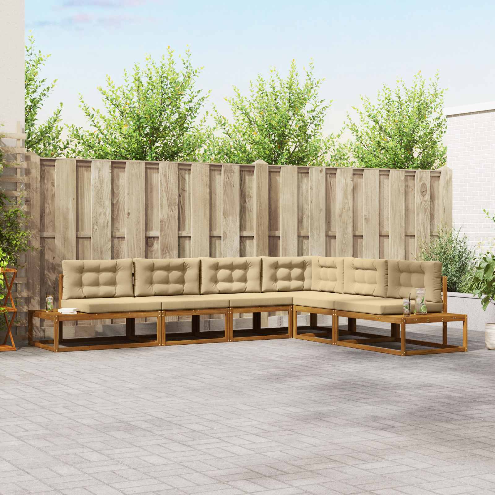 Ensemble de canapés d'extérieur 6 pc Naturel et Beige