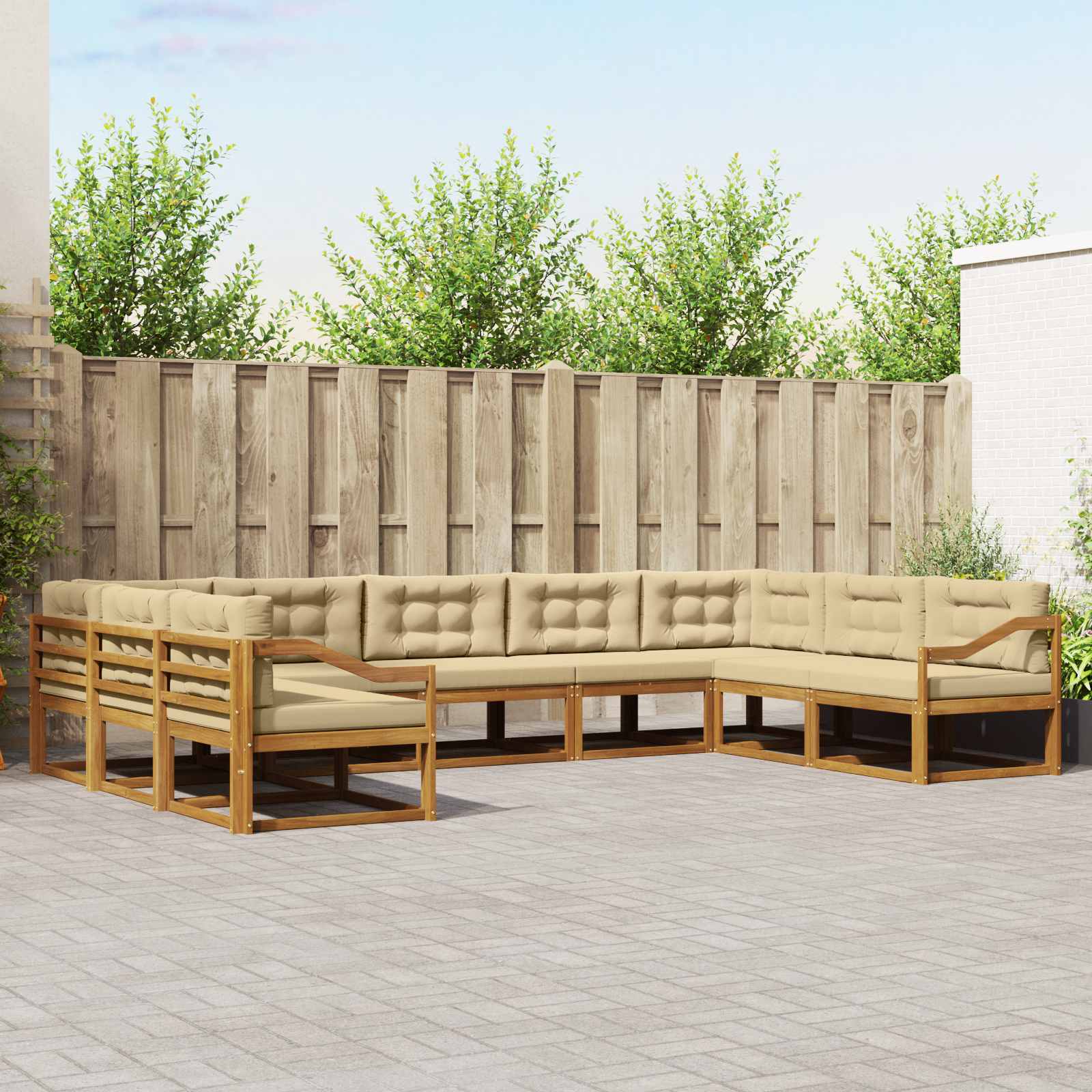 Ensemble de canapés d'extérieur 9 pcs Naturel et Beige - XIOS