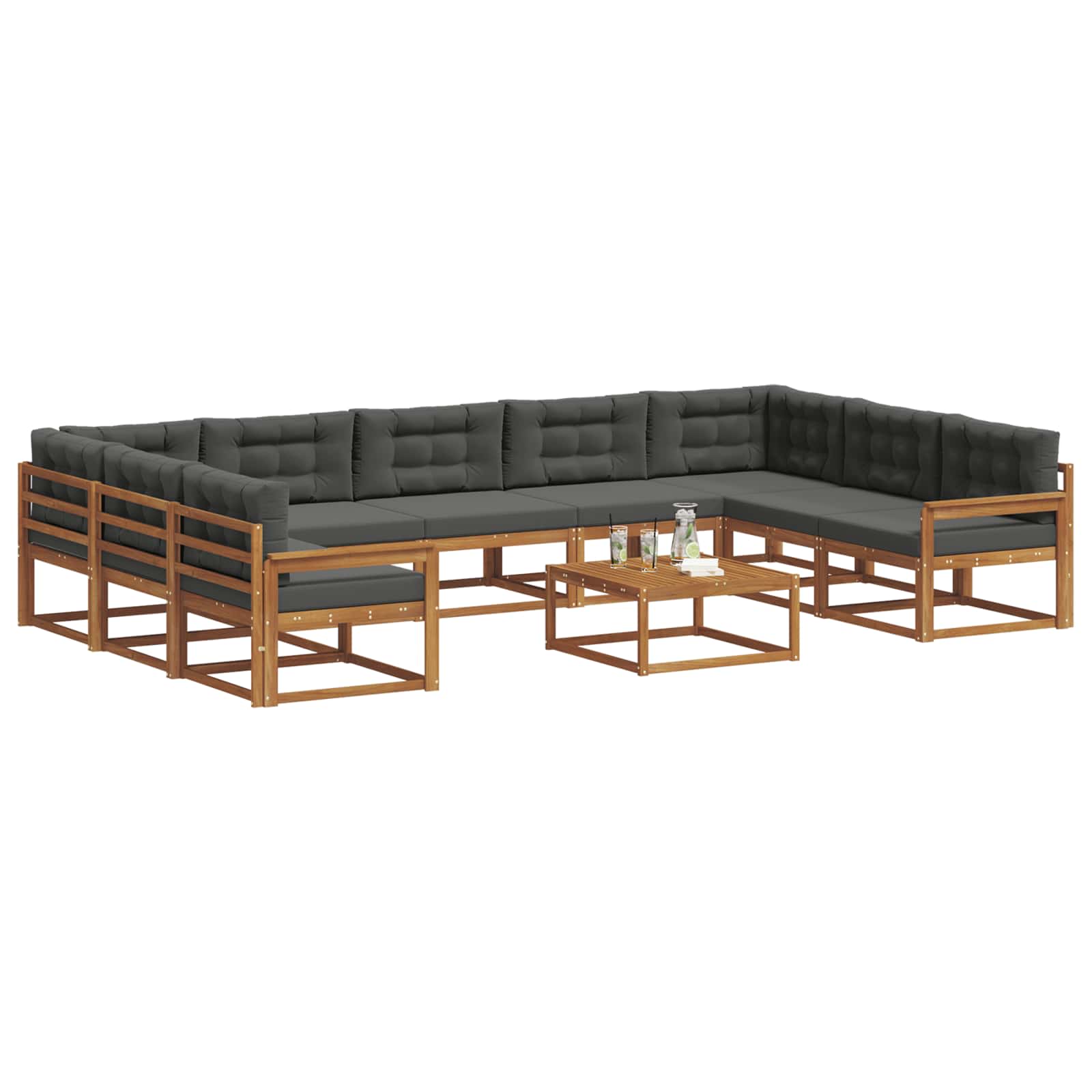Ensemble de canapés d'extérieur 10 pcs Naturel et Anthracite - XIOS