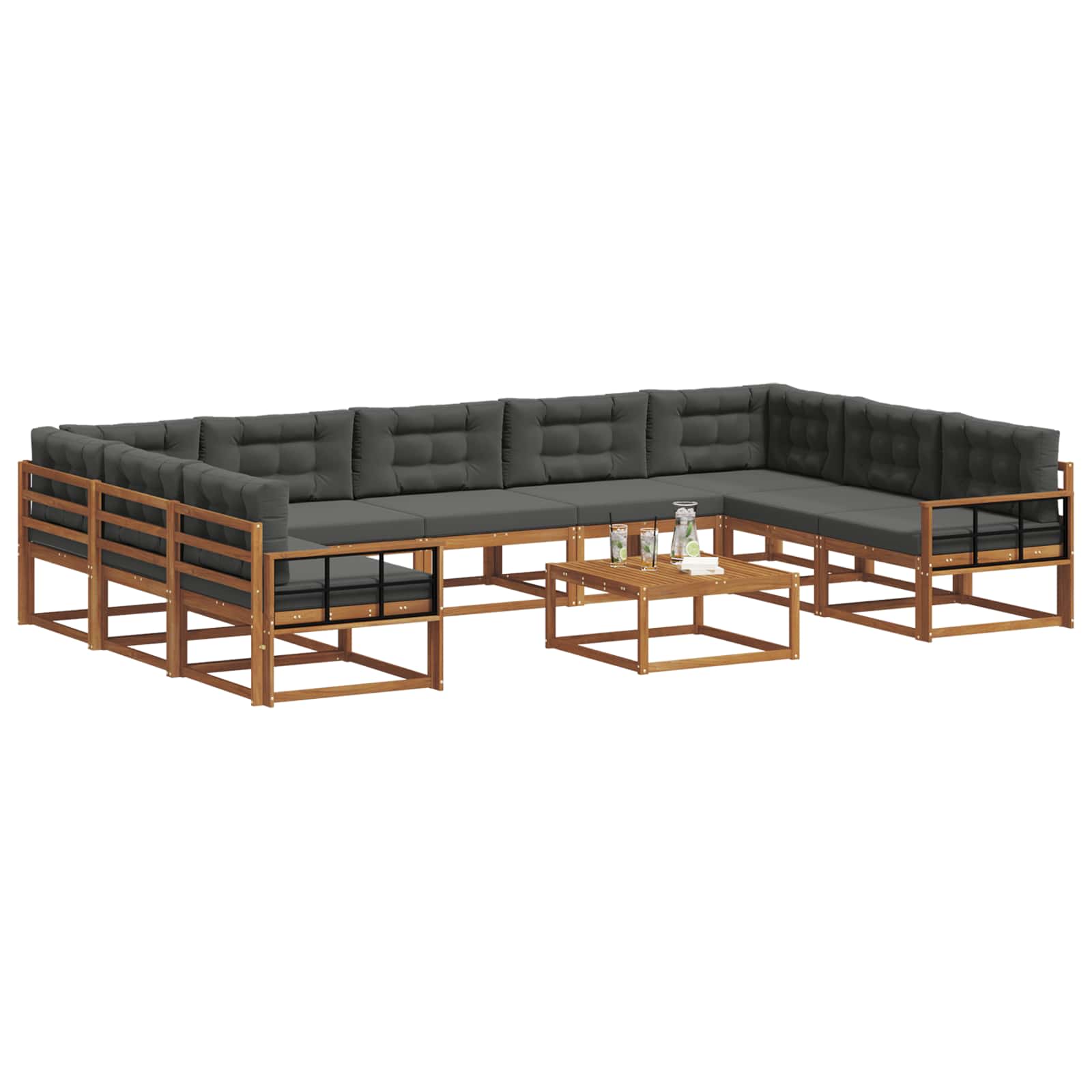 Ensemble de canapés d'extérieur 10 pcs Naturel et Anthracite - XIOS