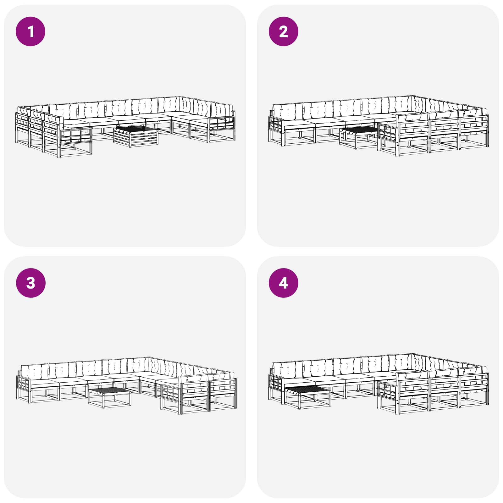 Ensemble de canapés d'extérieur 11 pcs Naturel et Beige - XIOS