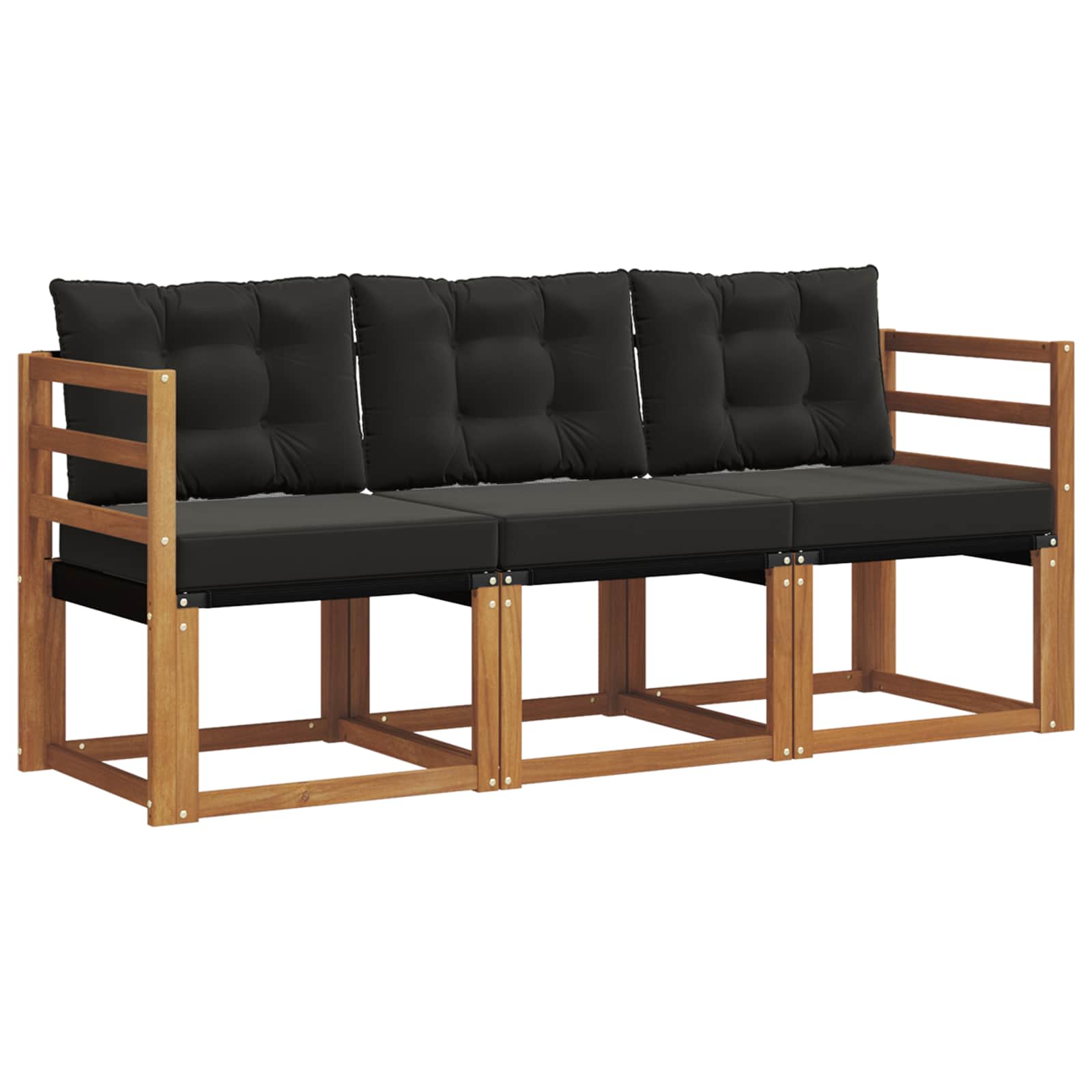 Ensemble de canapés d'extérieur 3 pcs Naturel et Noir - XIOS