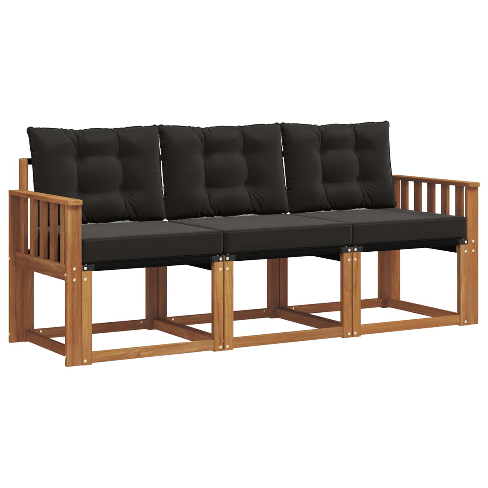 Ensemble de canapés d'extérieur 3 pcs Naturel et Noir - XIOS