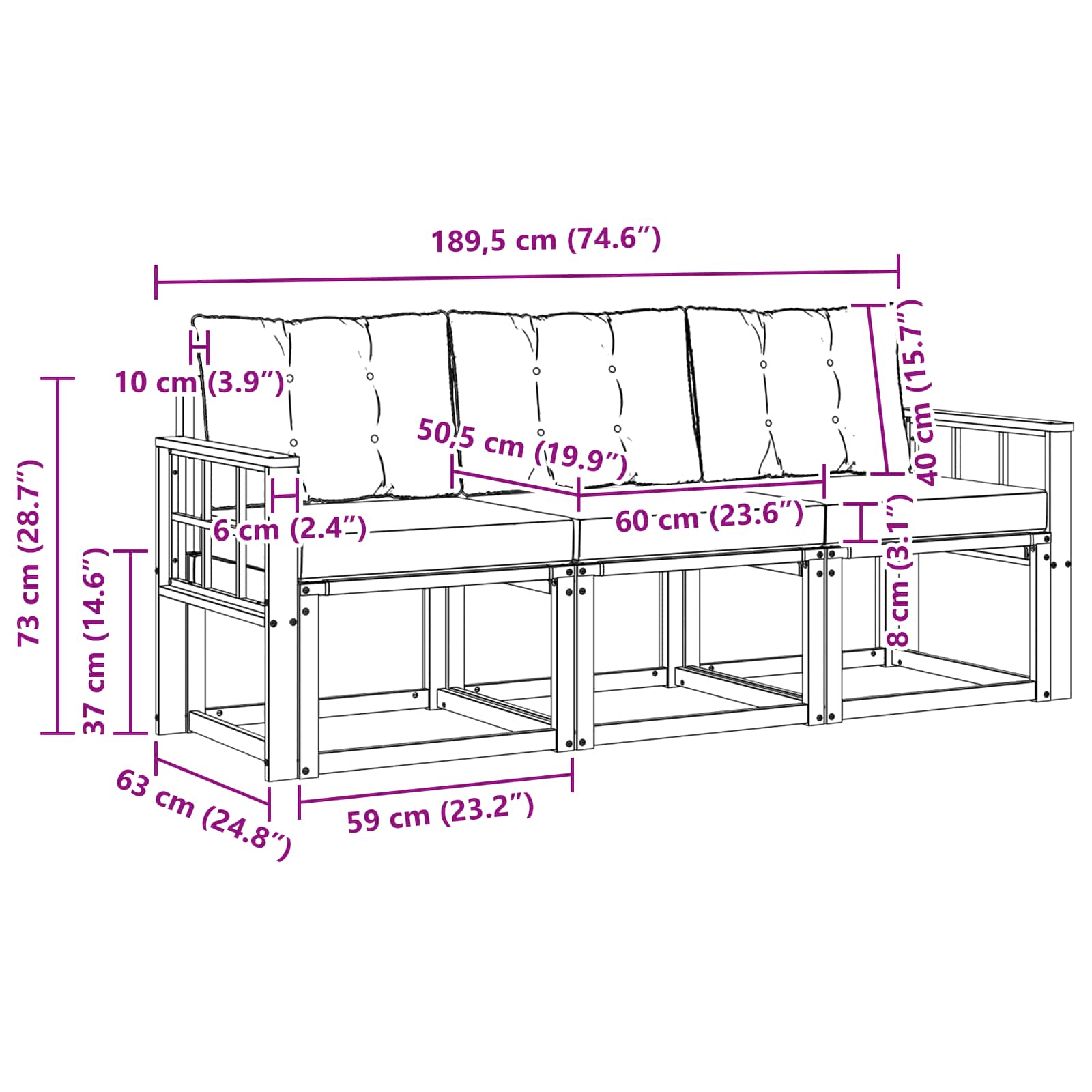Ensemble de canapés d'extérieur 3 pcs Naturel et Beige - XIOS