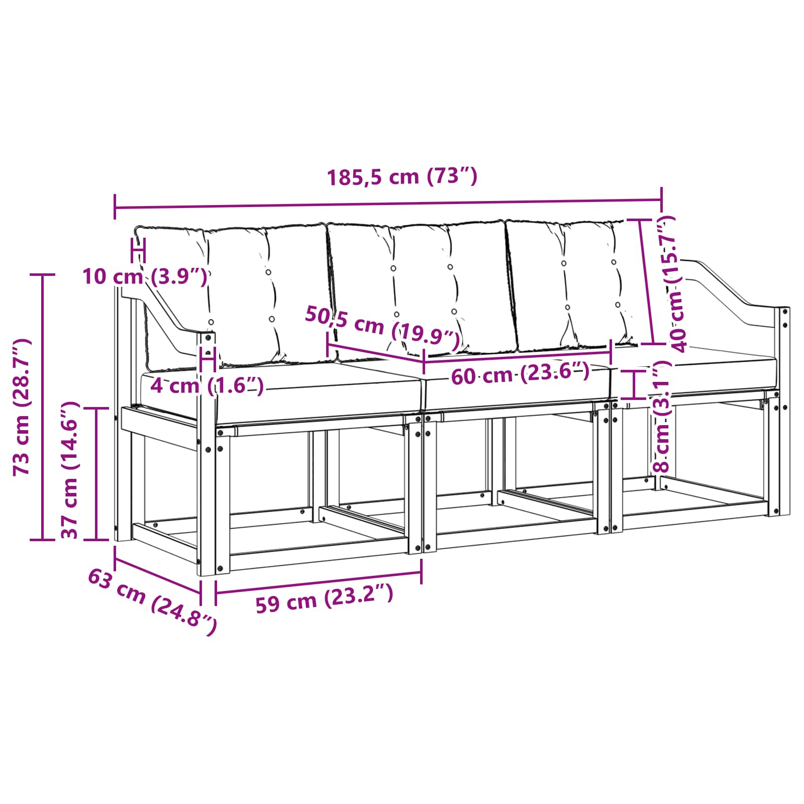 Ensemble de canapés d'extérieur 3 pcs Naturel et Beige - XIOS