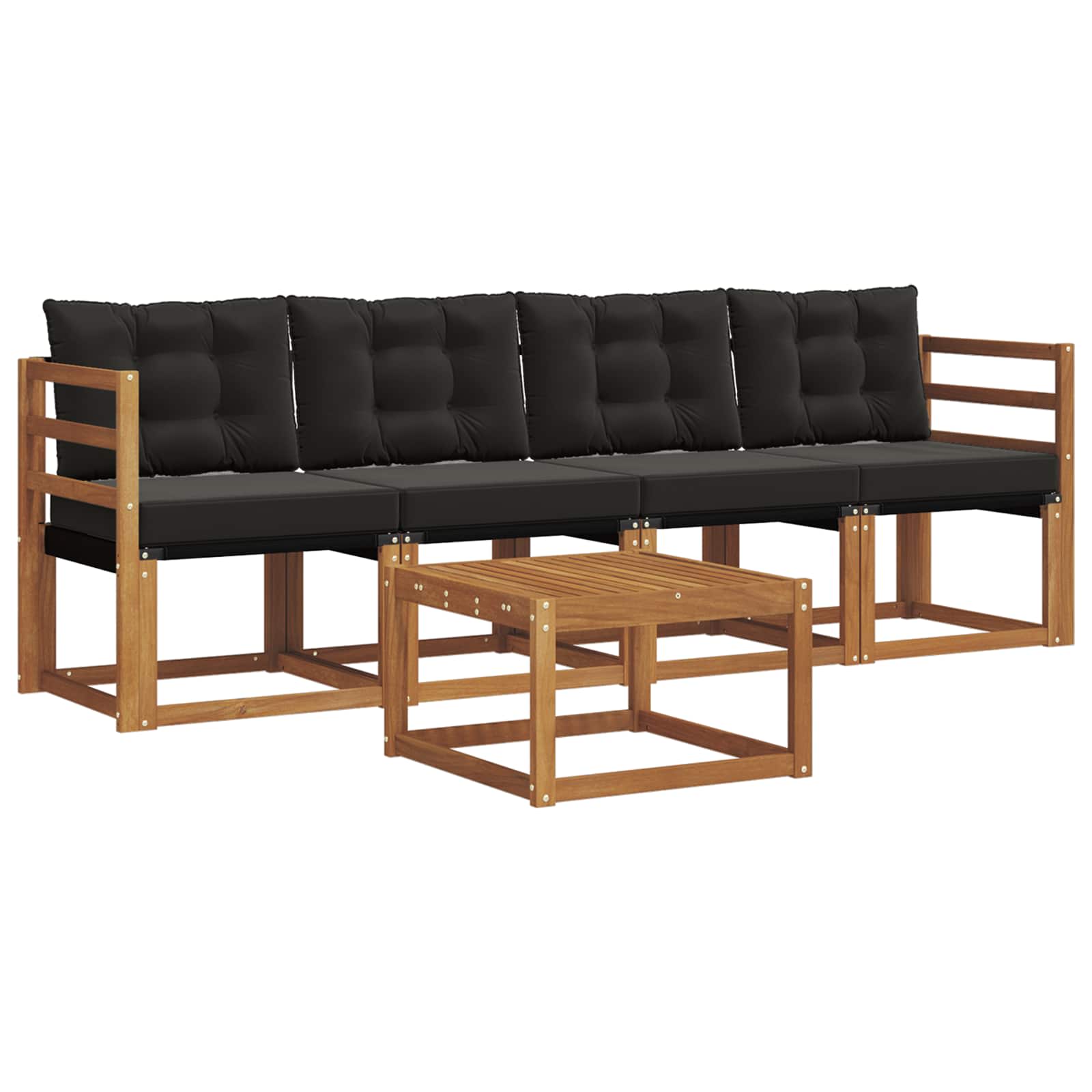 Ensemble de canapés d'extérieur 5 pcs Naturel et Noir - XIOS