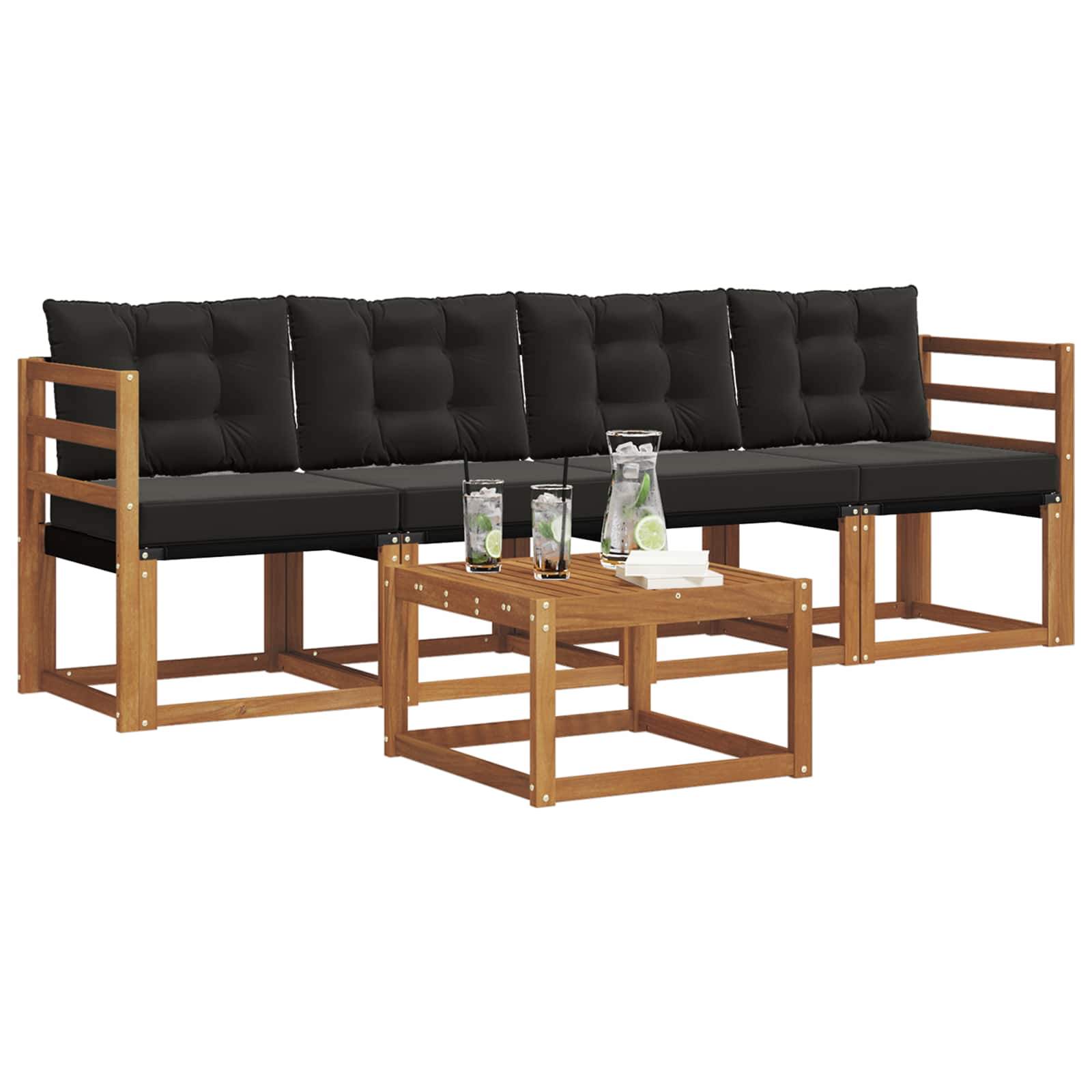 Ensemble de canapés d'extérieur 5 pcs Naturel et Noir - XIOS