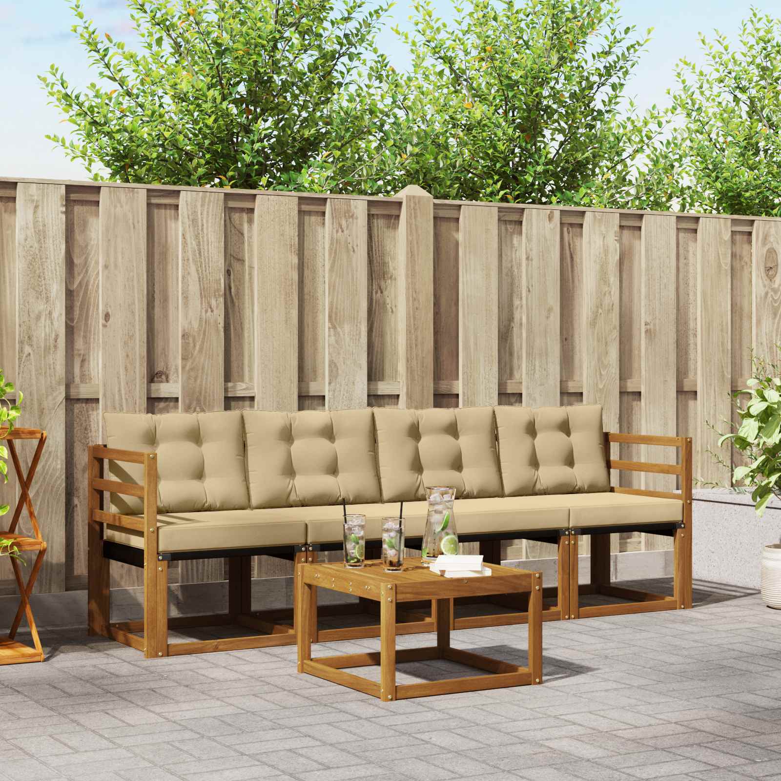 Ensemble de canapés d'extérieur 5 pcs Naturel et Beige - XIOS