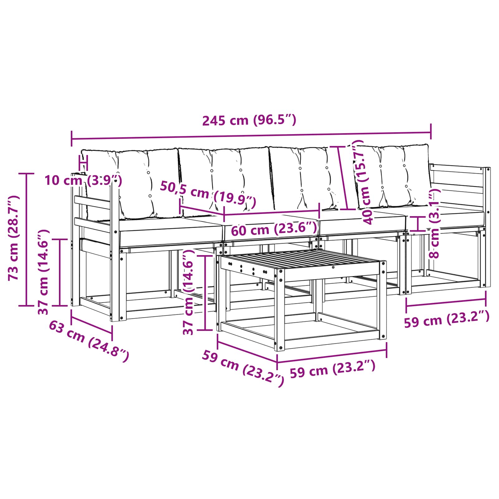 Ensemble de canapés d'extérieur 5 pcs Naturel et Beige - XIOS