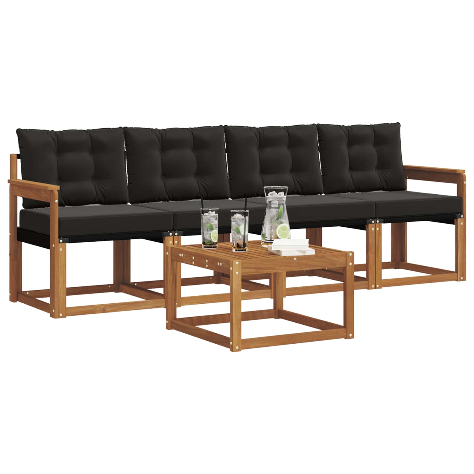 Ensemble de canapés d'extérieur 5 pcs Naturel et Noir - XIOS