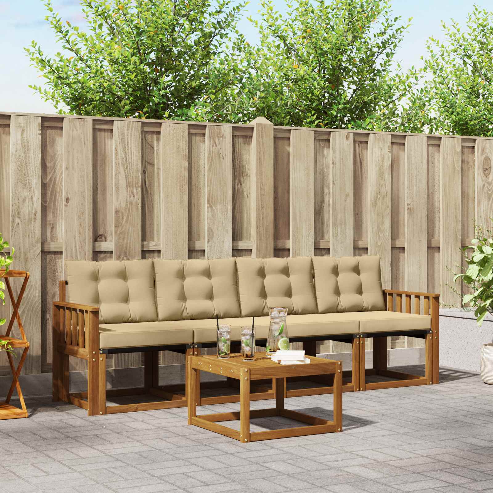 Ensemble de canapés d'extérieur 5 pcs Naturel et Beige - XIOS