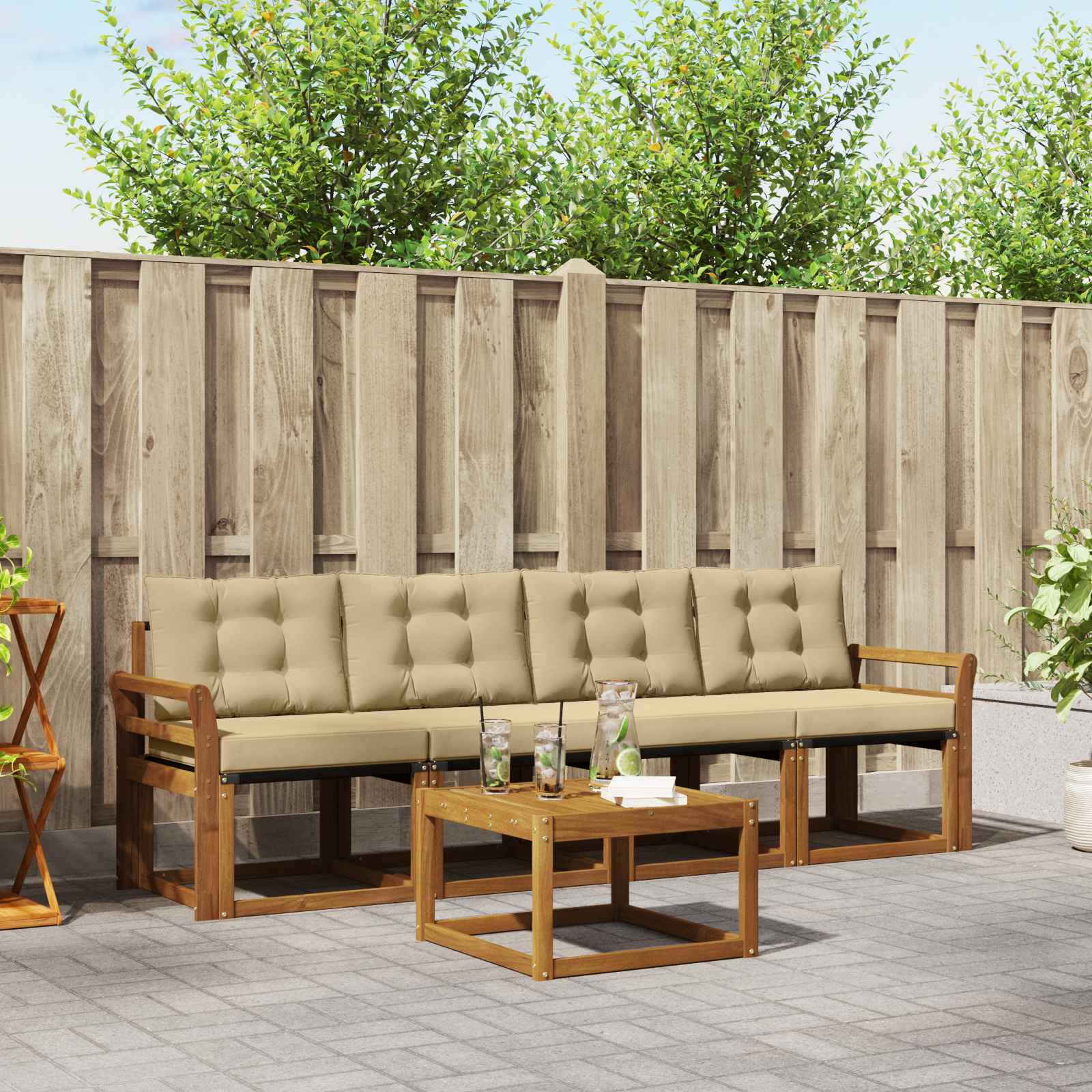 Ensemble de canapés d'extérieur 5 pcs Naturel et Beige - XIOS