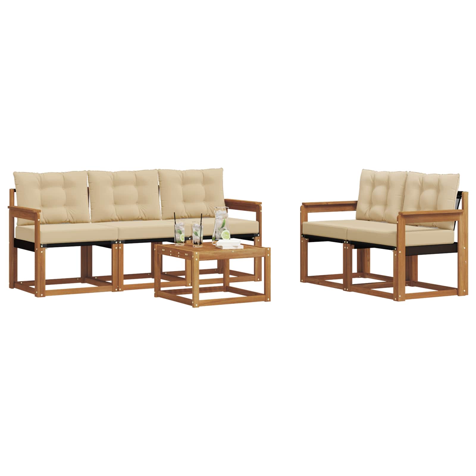 Ensemble de canapés d'extérieur 6 pcs Naturel et Beige - XIOS