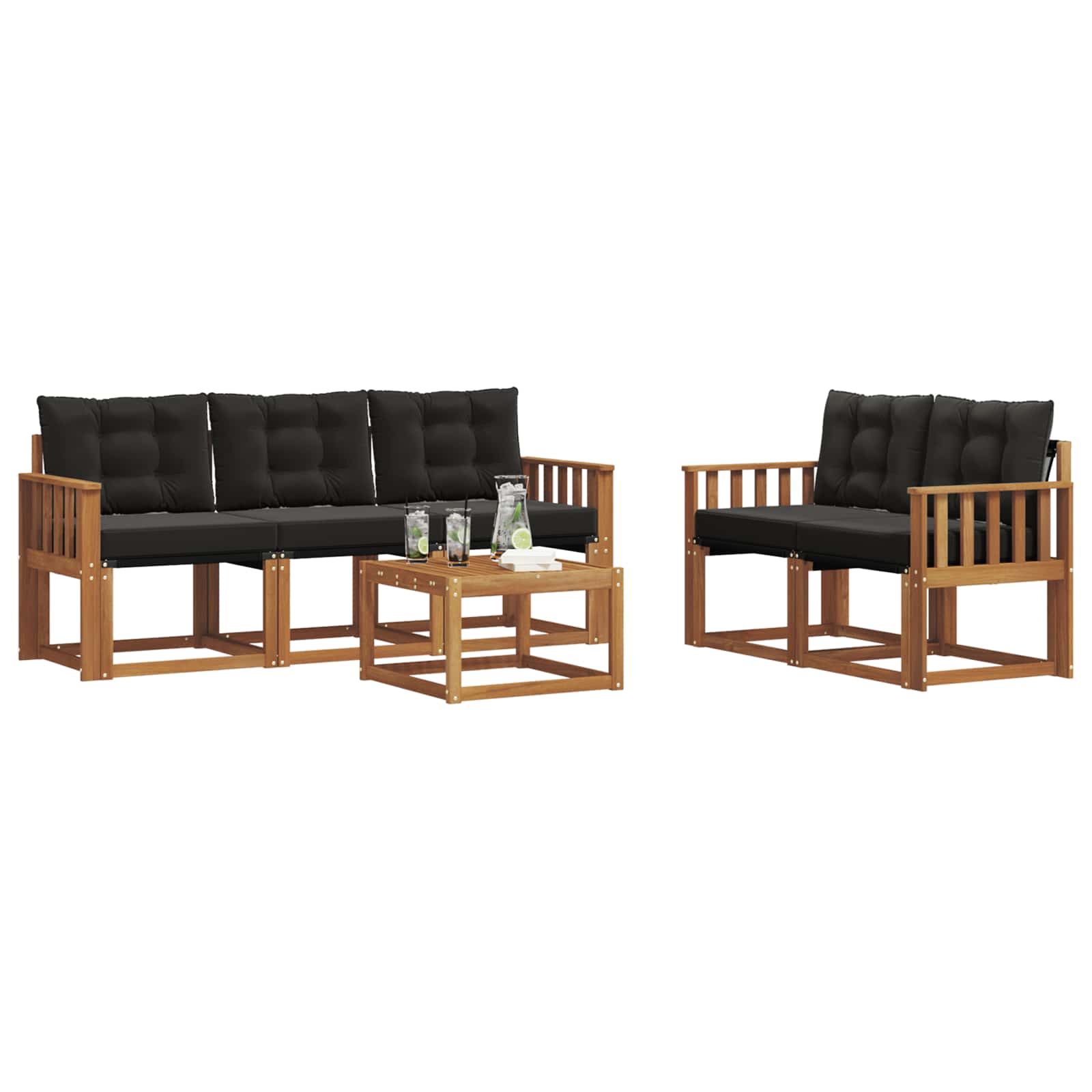 Ensemble de canapés d'extérieur 6 pcs Naturel et Noir - XIOS