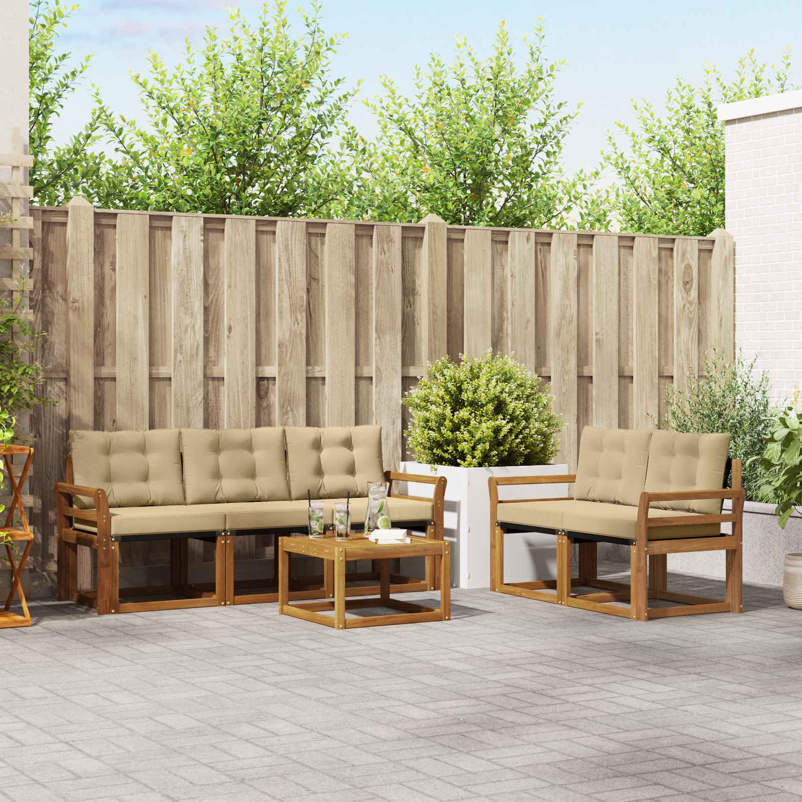 Ensemble de canapés d'extérieur 6 pcs Naturel et Beige - XIOS