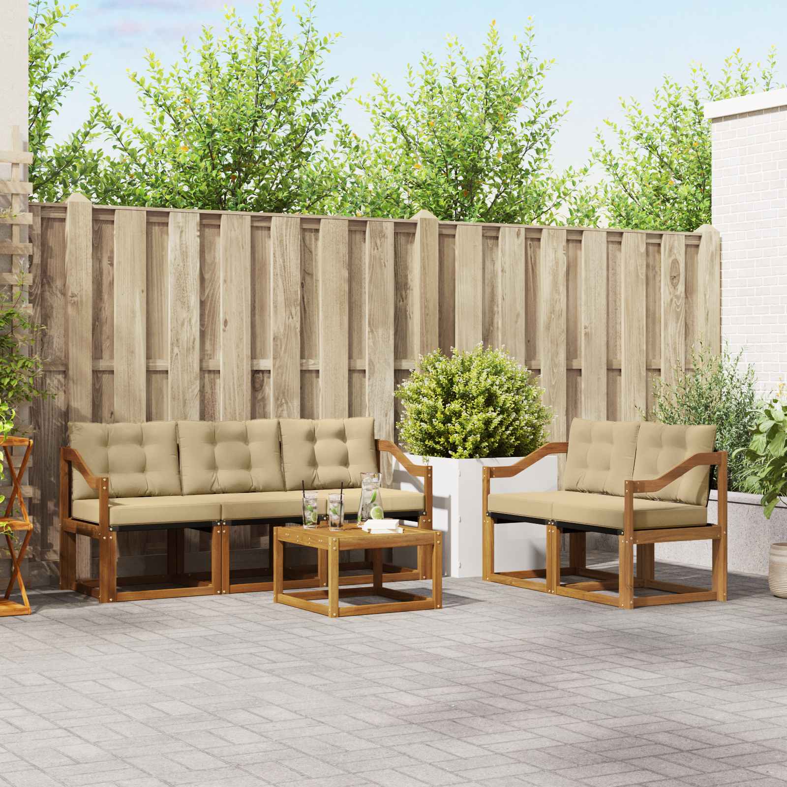 Ensemble de canapés d'extérieur 6 pcs Naturel et Beige - XIOS