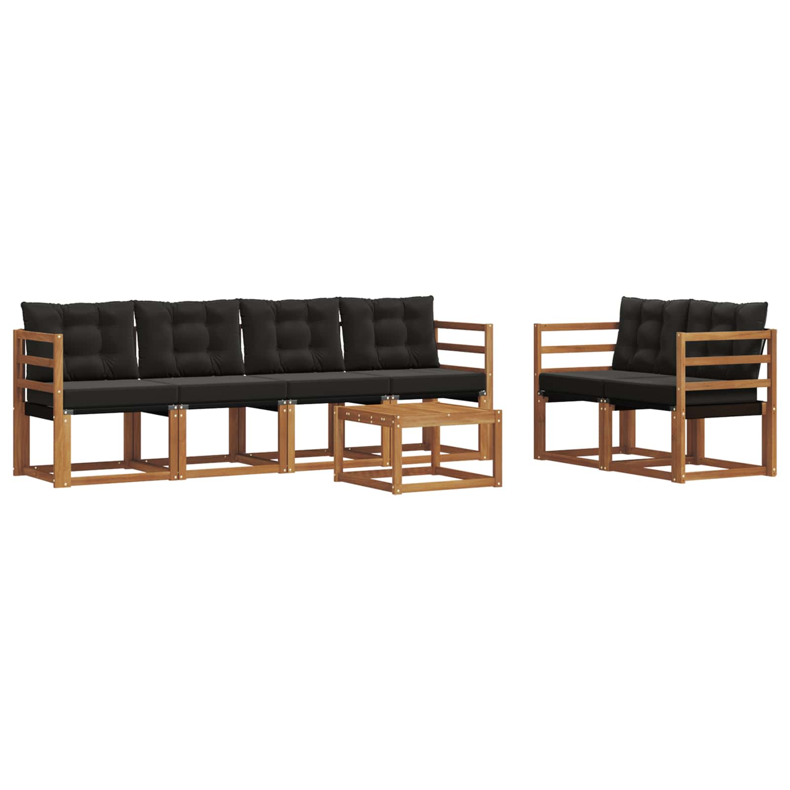 Ensemble de canapés d'extérieur 7 pcs Naturel et Noir - XIOS