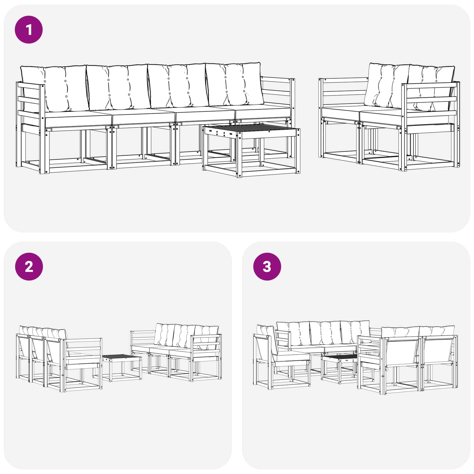 Ensemble de canapés d'extérieur 7 pcs Naturel et Beige - XIOS