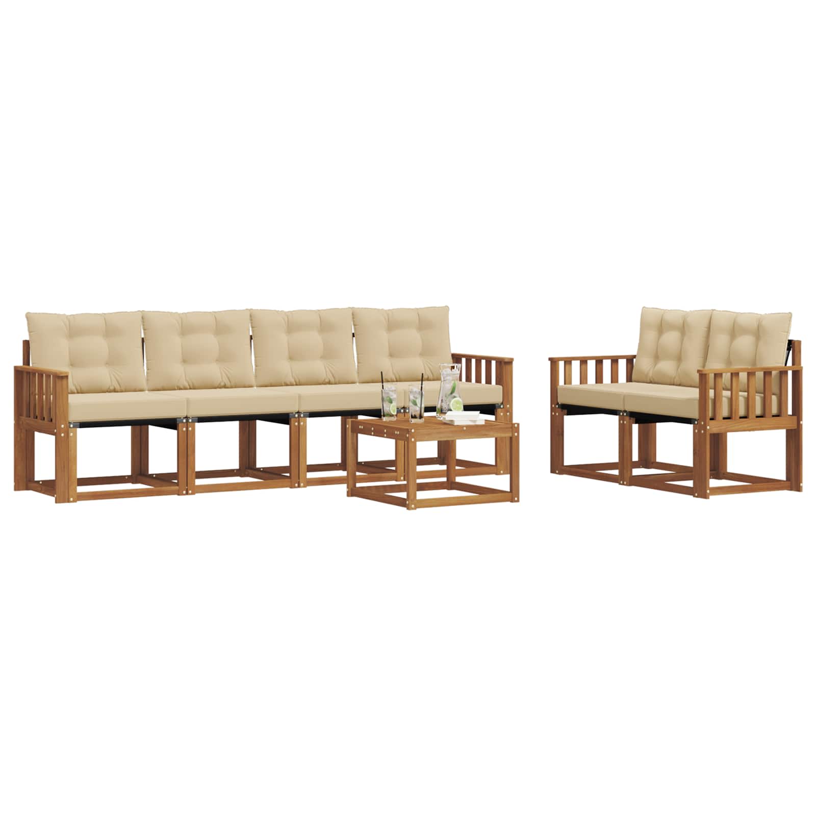 Ensemble de canapés d'extérieur 7 pcs Naturel et Beige - XIOS
