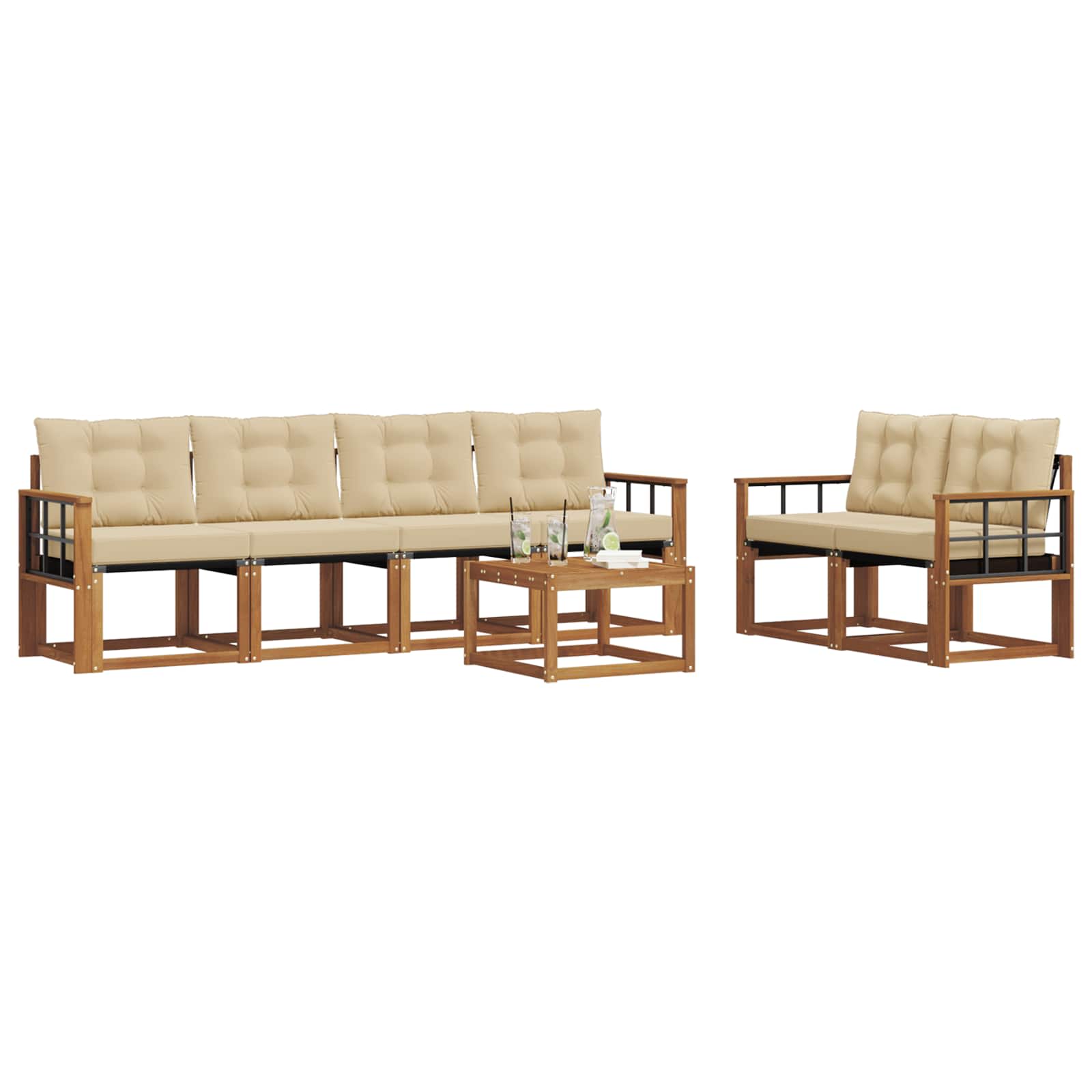 Ensemble de canapés d'extérieur 7 pcs Naturel et Beige - XIOS