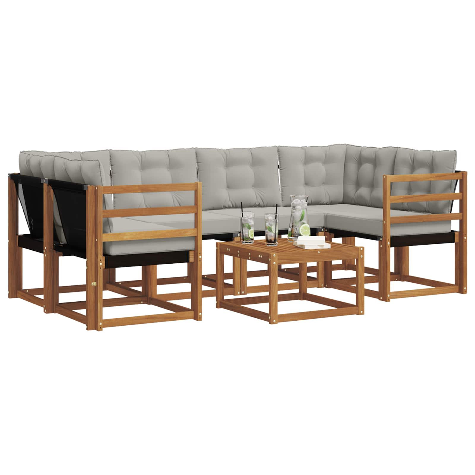 Ensemble de canapés d'extérieur 7 pcs Gris Naturel et Clair - XIOS