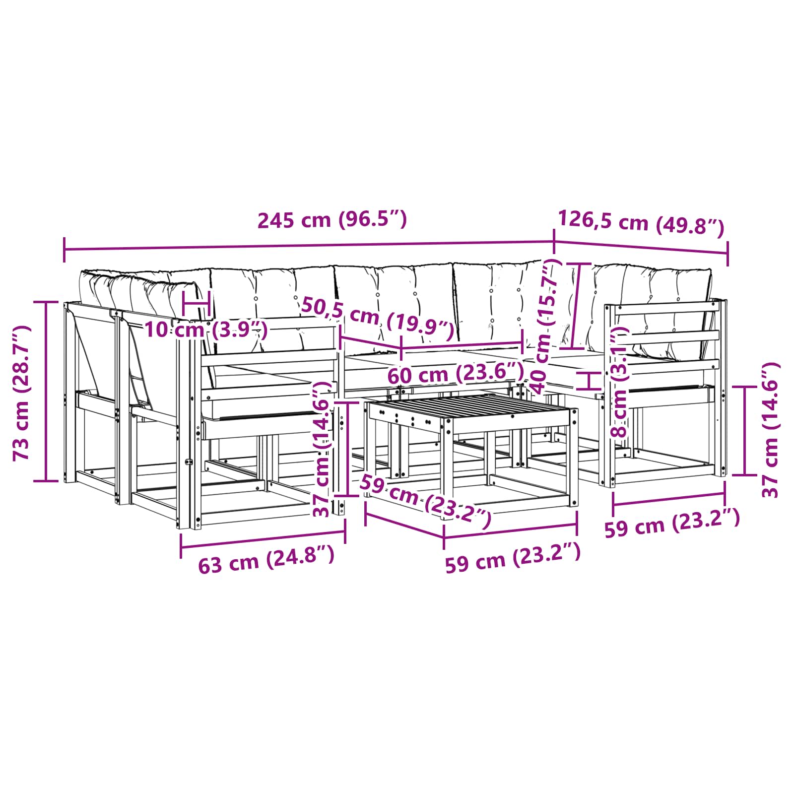 Ensemble de canapés d'extérieur 7 pcs Naturel et Beige - XIOS